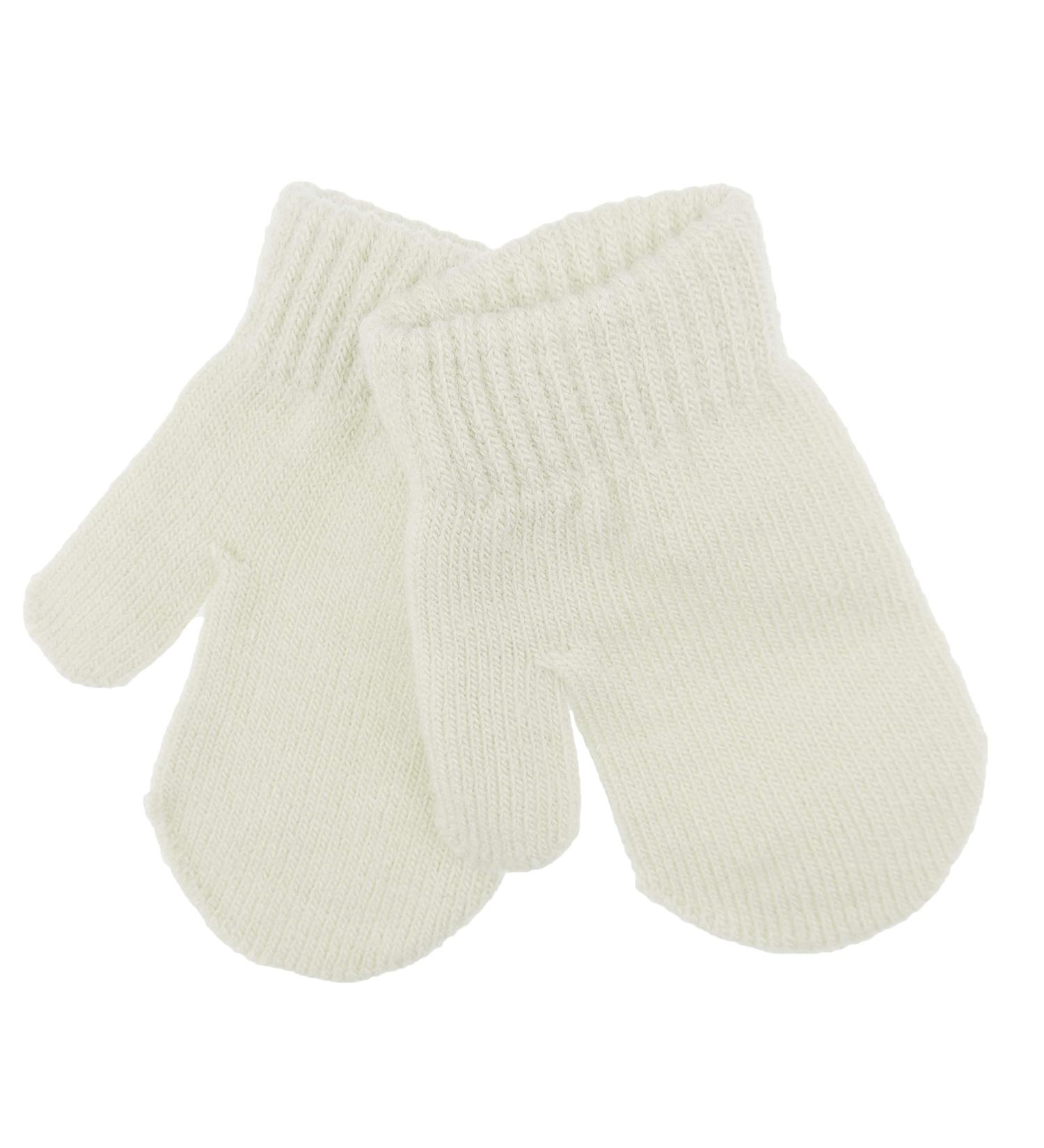 Baby Girls Boys Warm Winter Knitted Mittens Newborn to 6 Months (Cream)
