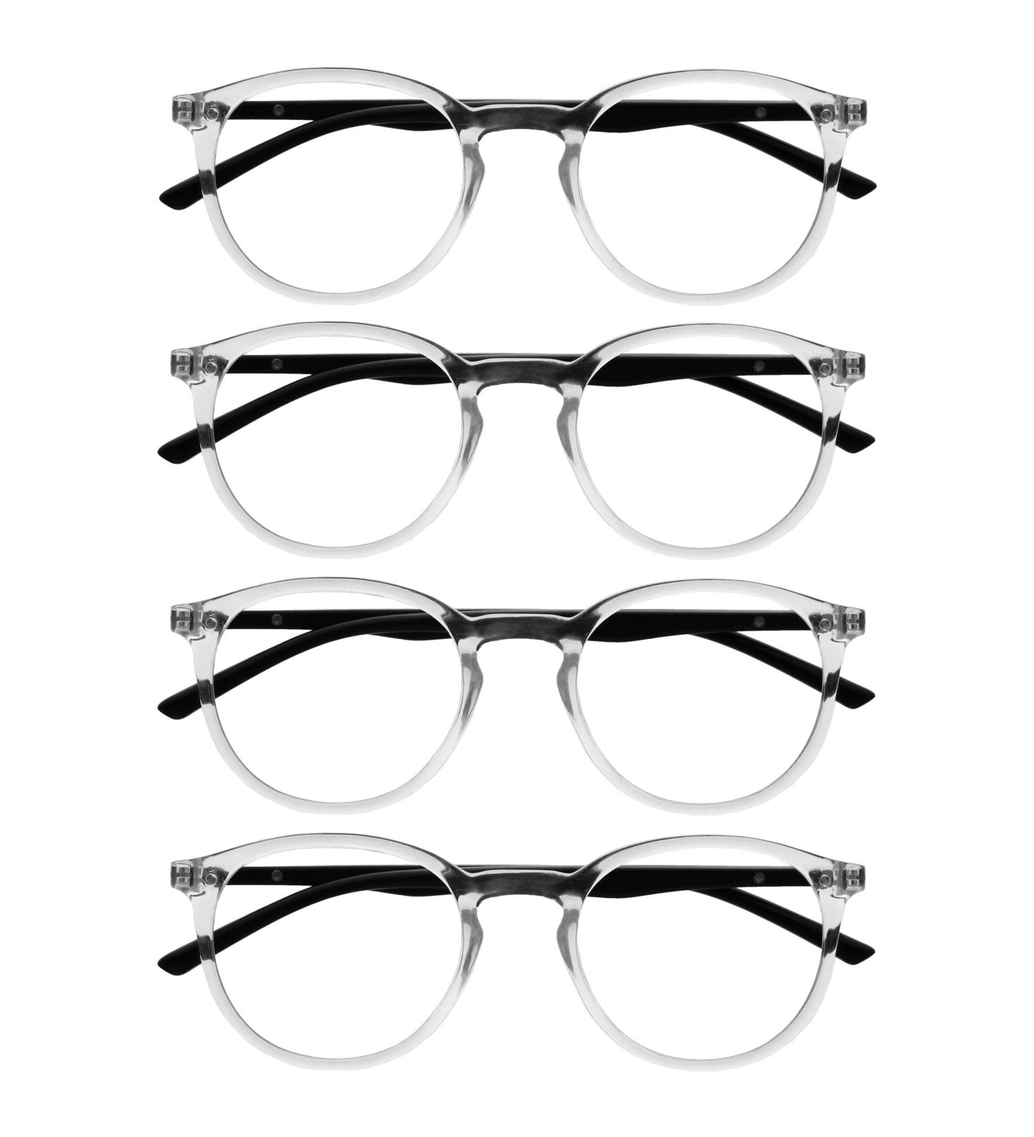 Opulize Met Reading Glasses 4 Pack - Slim Round Frame Spring Hinges Scratch-Resistant - +3.00 Dioptrie - Stylish Unisex Black Bracket - Buy Online on GoSupps.com