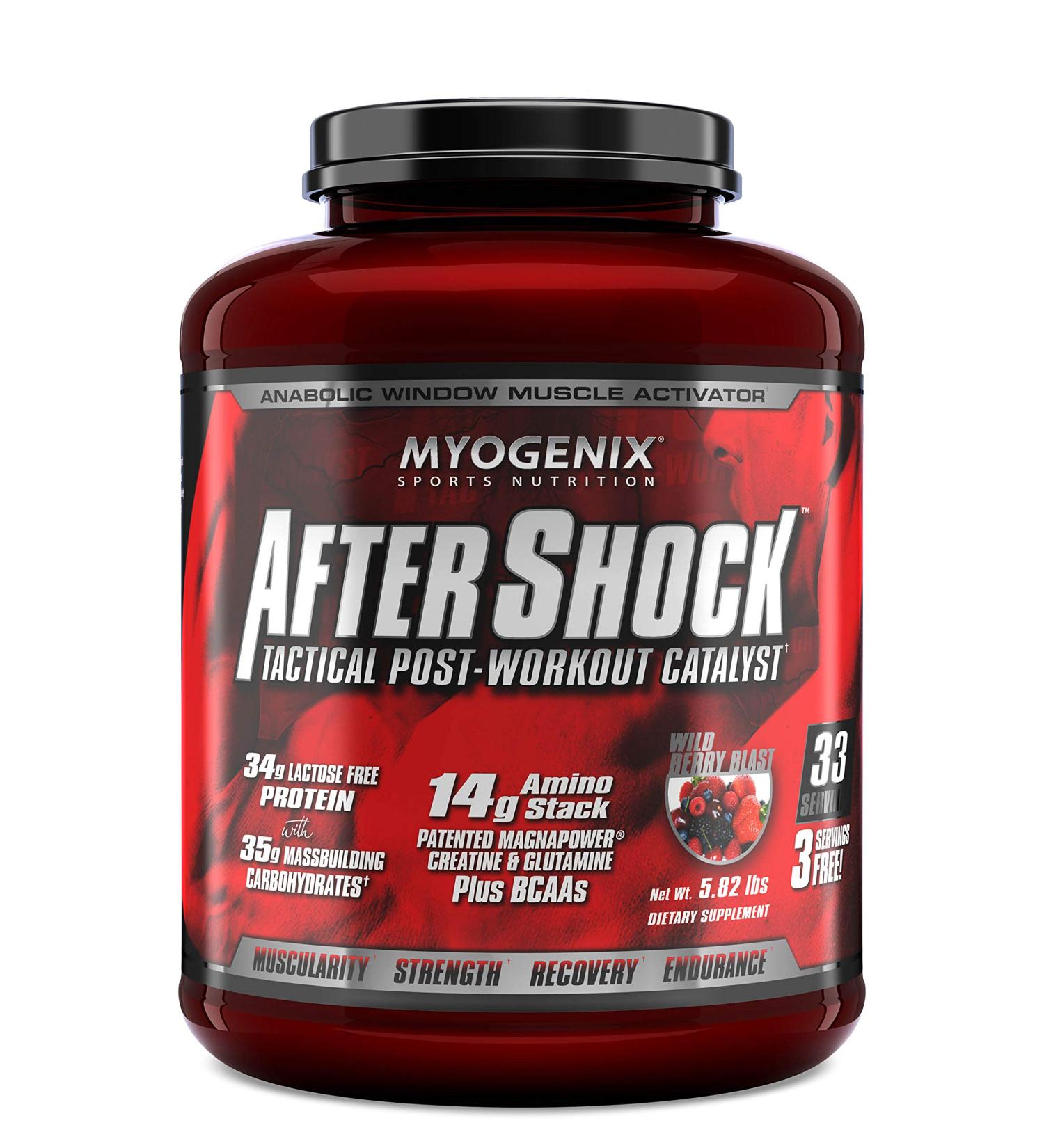 Myogenix Aftershock Post Workout - Muscle Growth Whey Protein with Carbs & BCAAs - Buy Online on GoSupps.com