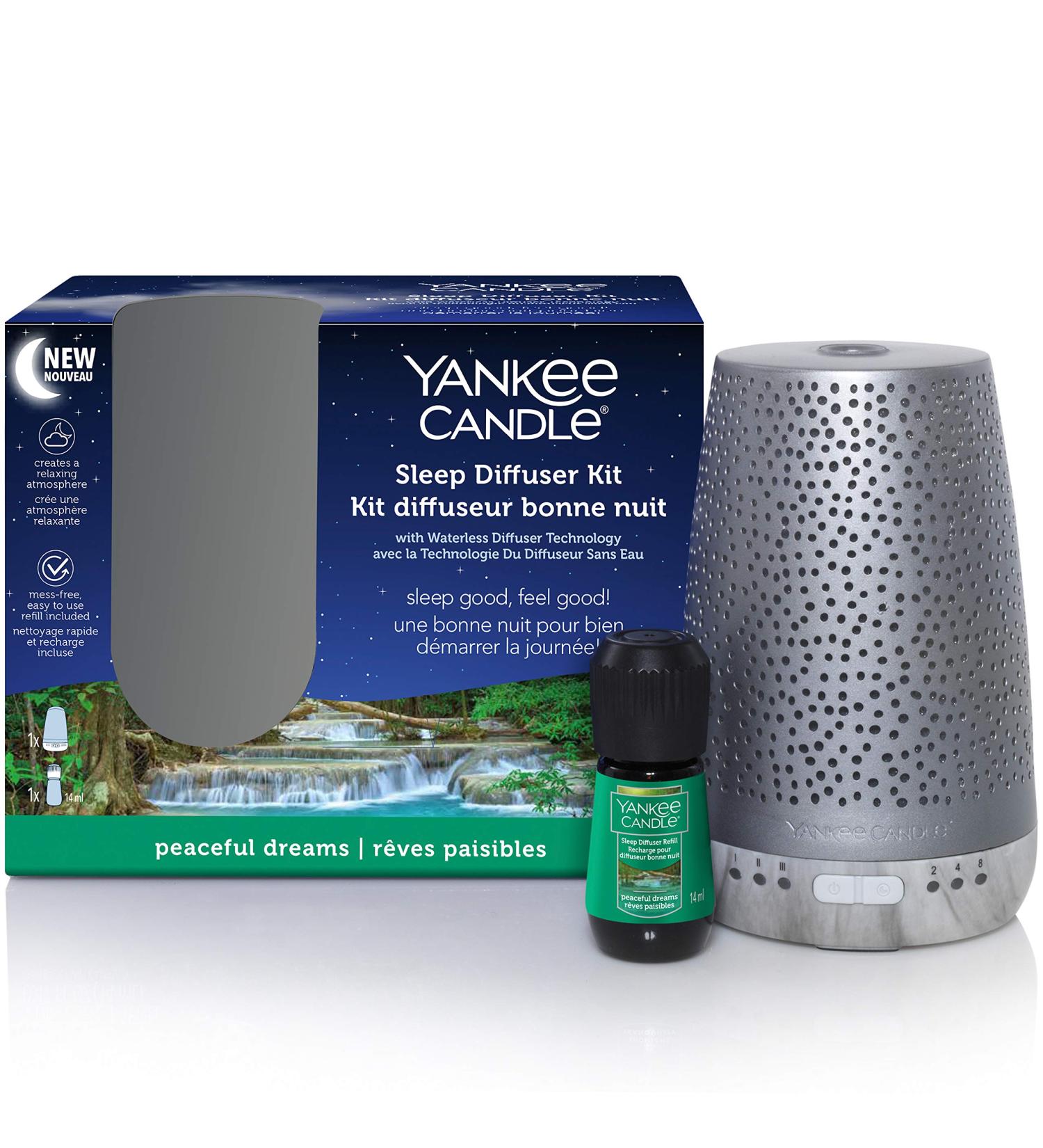 Yankee Candle Sleep Diffuser Starter Kit | Peaceful Dreams Refill | Up to 30 Nights | UK Plug | Silver - Buy Online on GoSupps.com