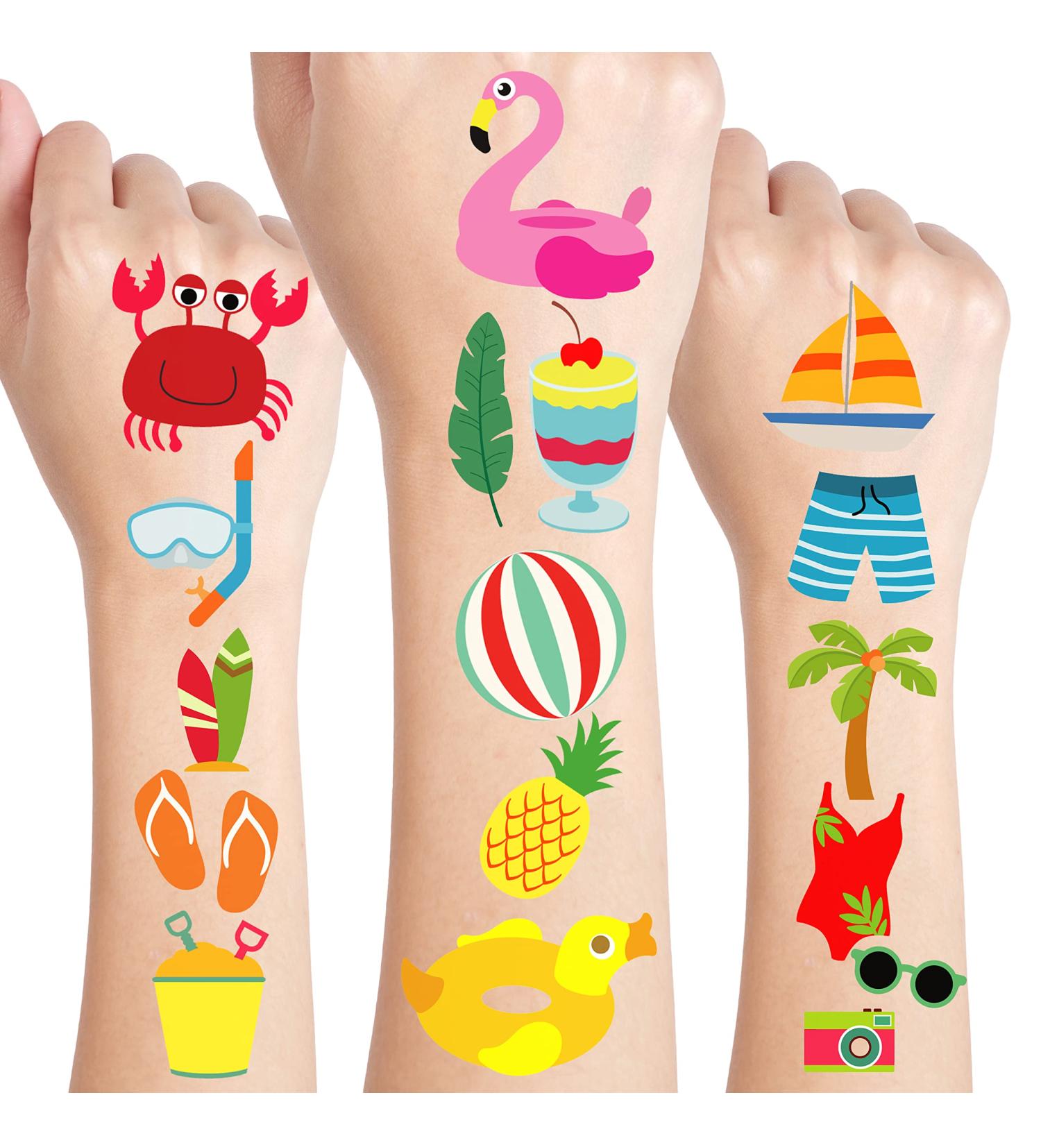 24 Sheets Pool Beach Temporary Tattoos - Birthday Decorations & Summer Party Favors - Buy Online on GoSupps.com