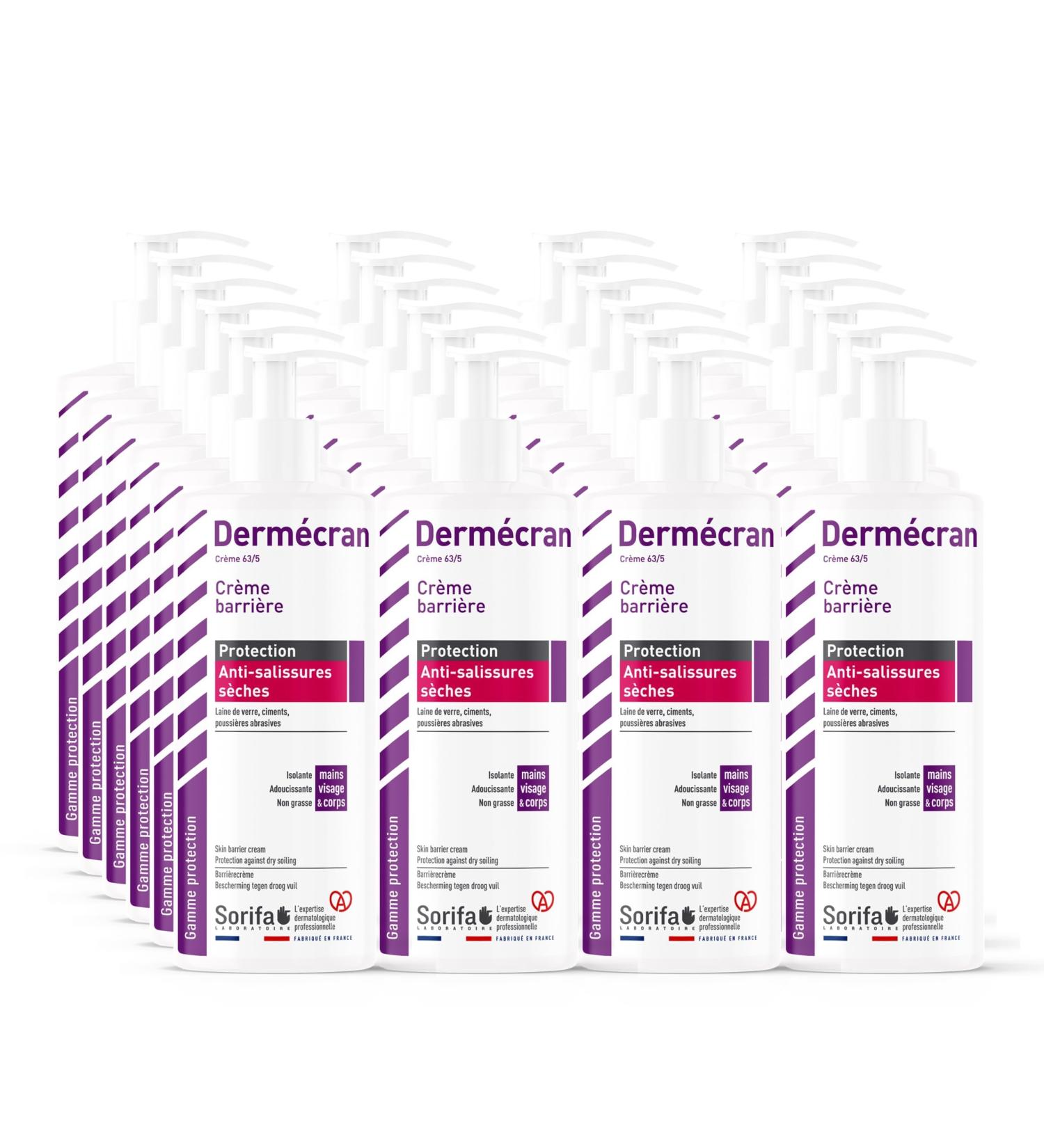  SORIFA Pack of 24 Derm cran Barrier cream - Protection AGAINST DRY SOILS Glass wool cement - dust Hands face and body High tolerance 500 ml pump bottle. - Buy Online on GoSupps.com
