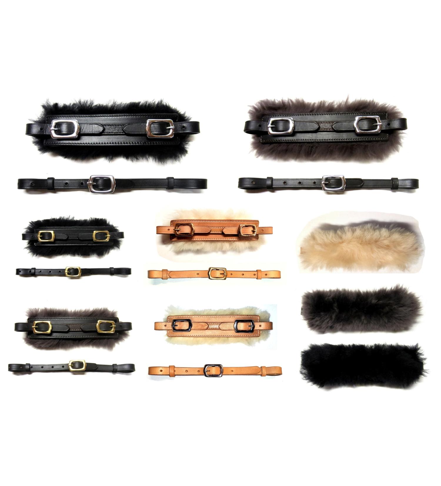 Buy PS Horse Articles Brown Sheepskin Padded Noseband & Chin Strap Set | Premium Equestrian Gear for International Shipping - Buy Online on GoSupps.com