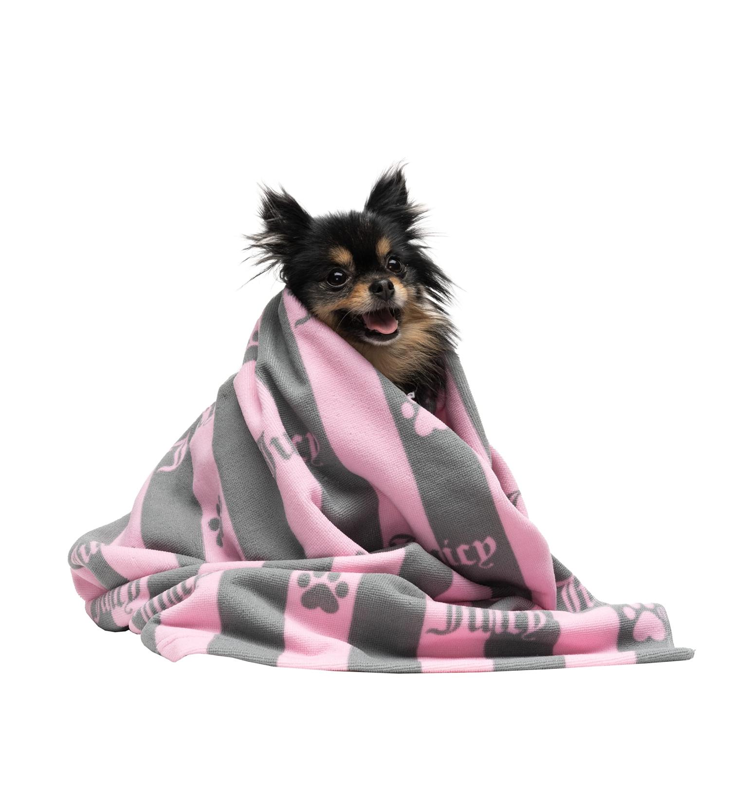 Juicy Couture Dog Towel Pink / Grey Heart Paw Stripes  100% Microfiber Dog Drying Towel with Striped Heart Paw Print  Absorbent Quick Dry Machine Washable Dog Towels for Drying Dogs & Cats - Buy Online on GoSupps.com