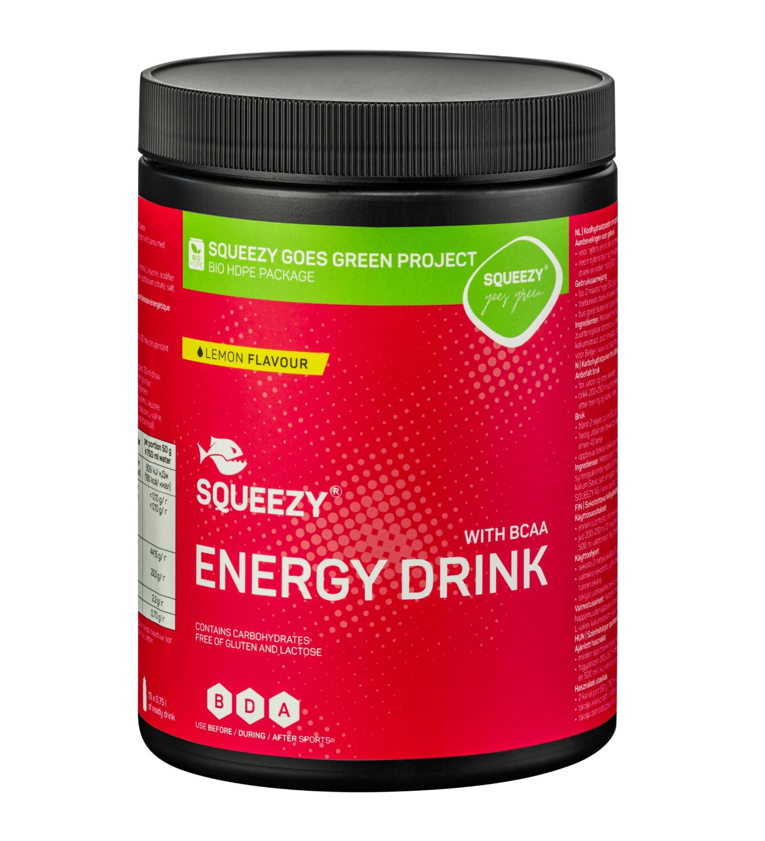 Squeezy Energy Drink - ISO Drink Powder (Lemon BCAA) 650g | Isotonic Sports Drink for Energy & Electrolytes | Perfect for Training & Competition - Buy Online on GoSupps.com
