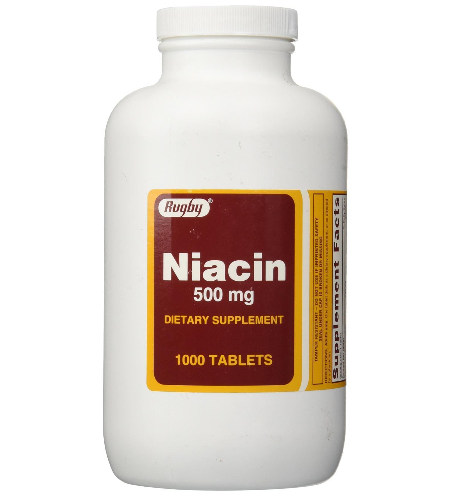 Rugby Niacin 500mg - 1000 Tablets | High-Quality Niacin Supplement - Buy Online on GoSupps.com
