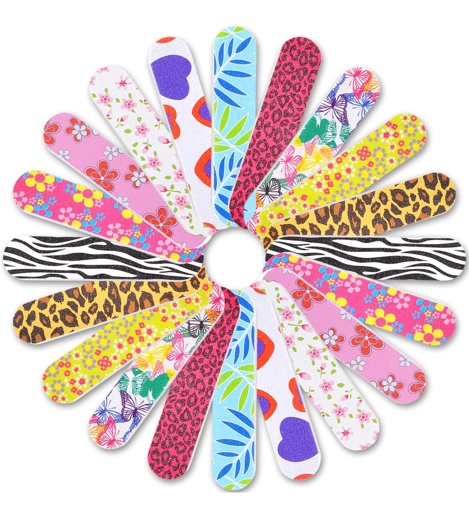 ExceLife 20 Pack Nail Files Double Sided 100/180 Grit Emery Boards Colorful Mini Nail Buffering Files Pedicure Manicure DIY Tools Floral Nail Files Bulk for Home Salon Use - Buy Online on GoSupps.com