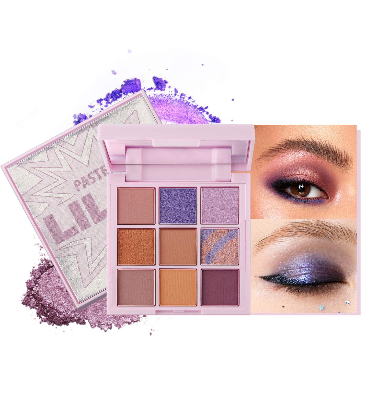 Mimore Eyeshadow Palette Long Lasting Shimmer Eyeshadow 9 Colors Shimmer Matte Makeup Palette Waterproof Mineral Glitter Powder (03-LILAC) - Buy Online on GoSupps.com