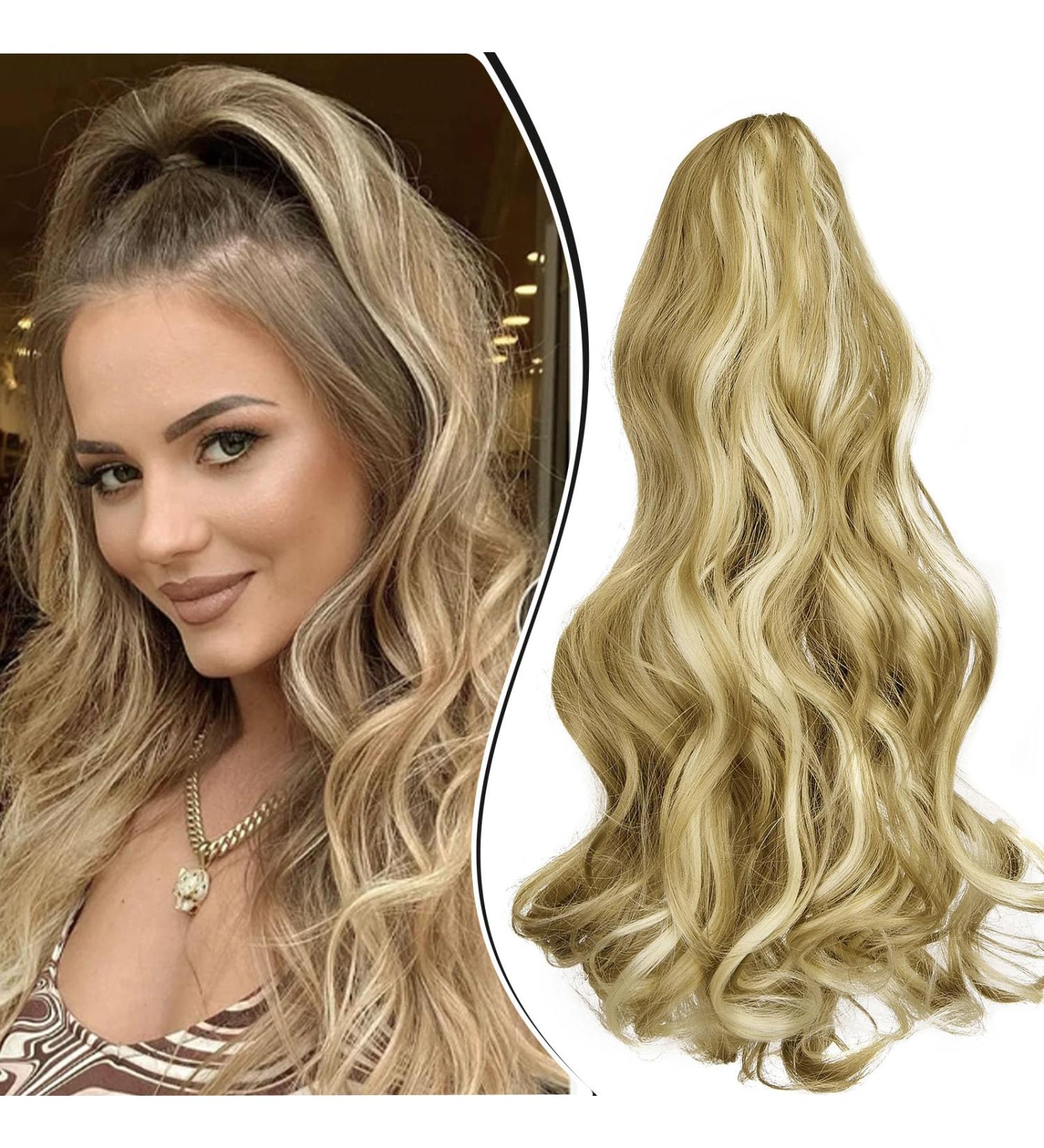 Shop Dcbaboo 45cm Wavy Ponytail Extension Sandy Blonde & Bleaching Blonde Clip-In Braid | Synthetic Curly Hair Extensions (150g) - Buy Online on GoSupps.com