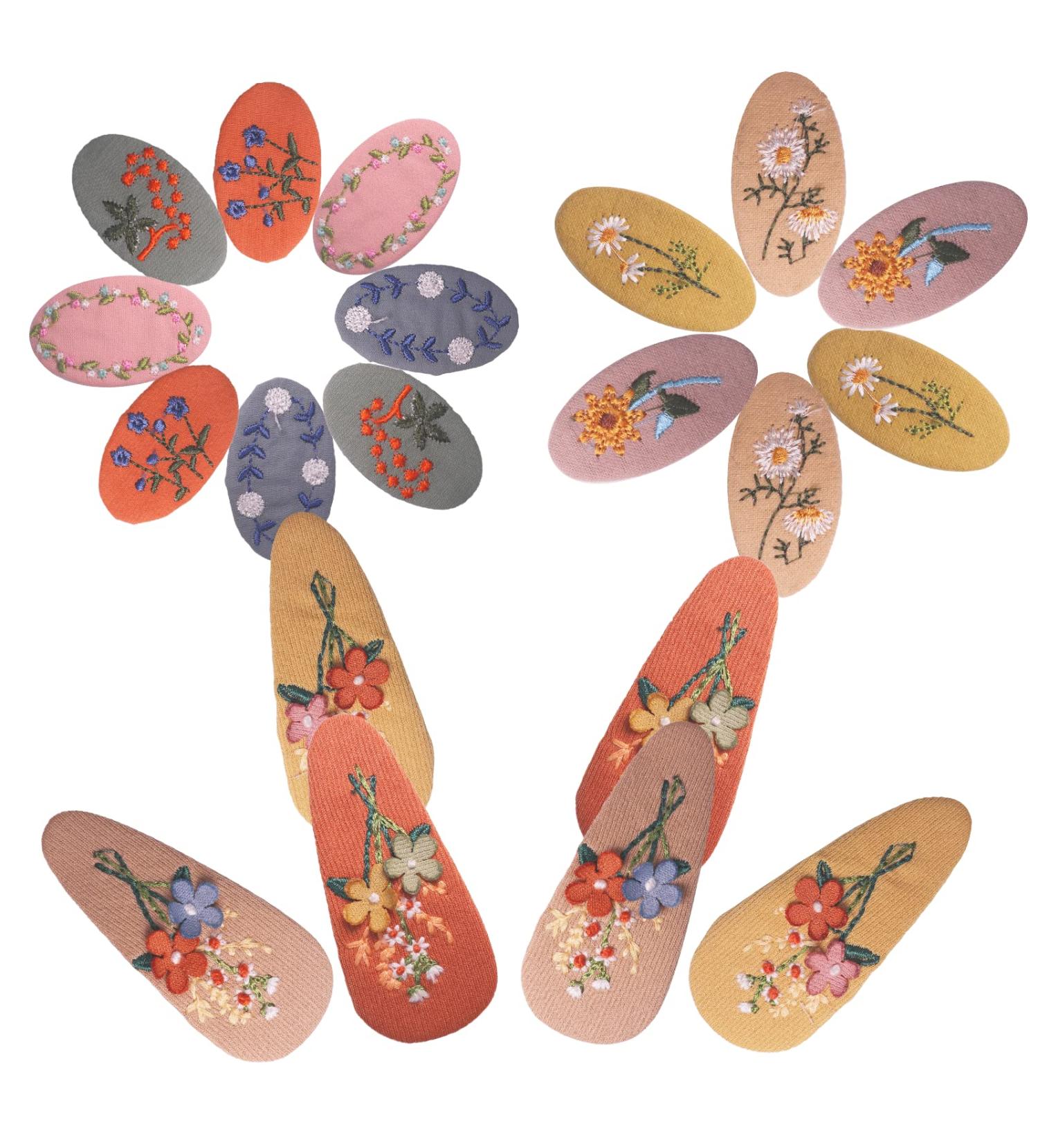 20PCS Embroidery Hair Clips - Earth Tone Daisy Snap Clips for Girls & Women - Buy Online on GoSupps.com