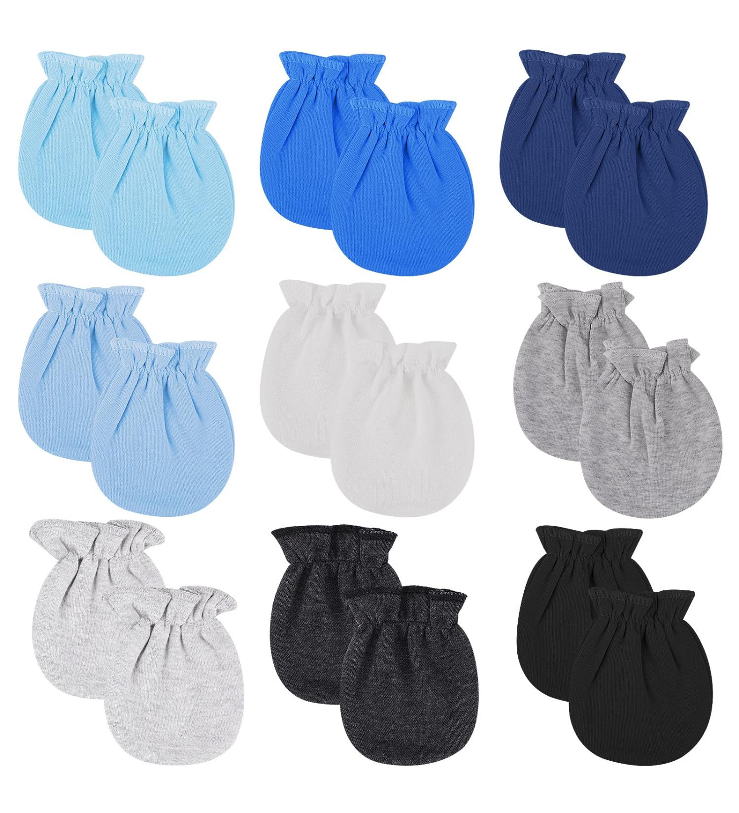 Lusofie 9 Pairs Cotton Baby Mittens for Boys & Girls 0-6 Months | No Scratch Infant Toddler Gloves - Buy Online on GoSupps.com
