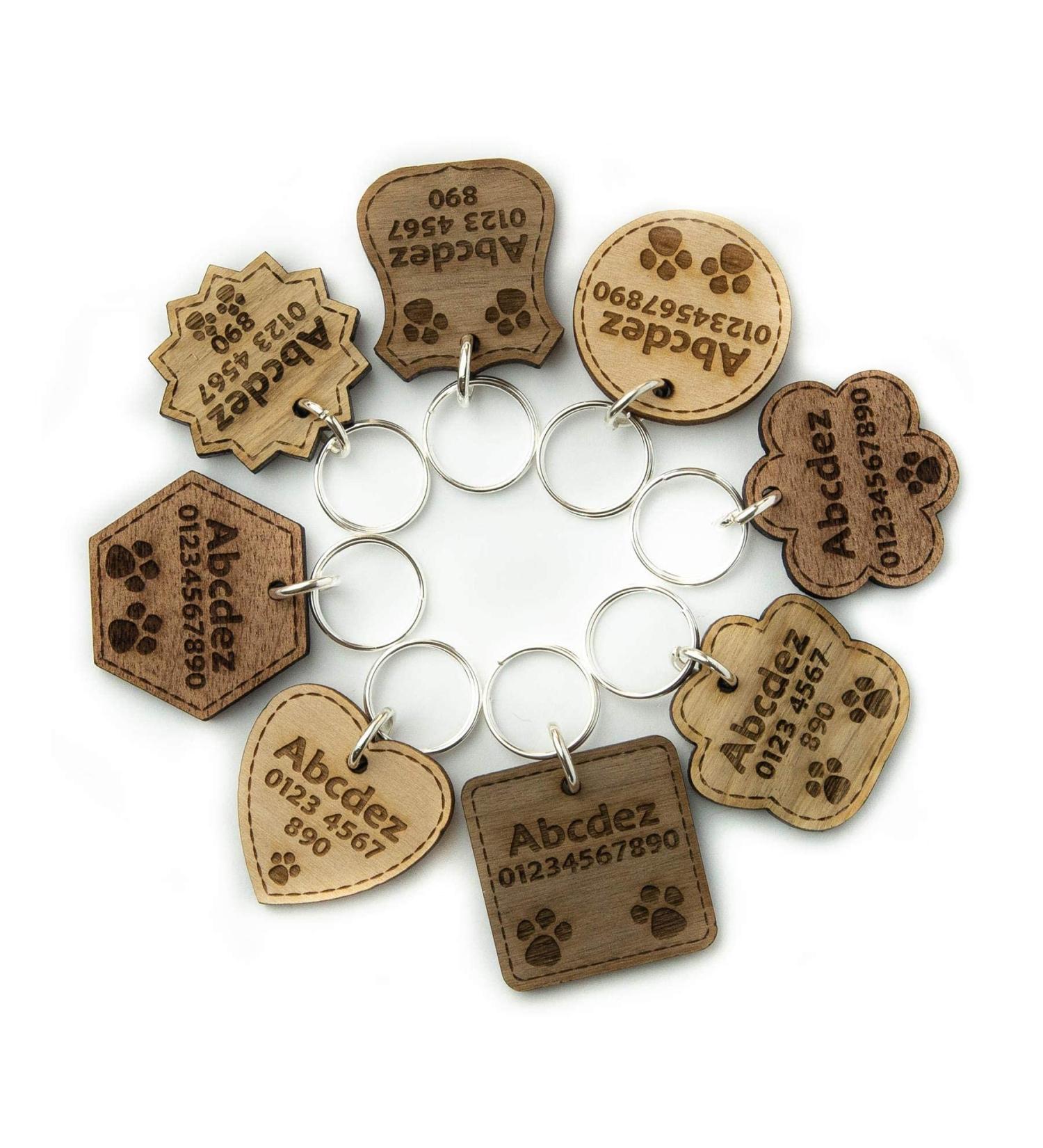 Personalized Wooden Dog Tag Pendant | Engraved Cat Pet ID | Custom Solid Wood Collars - Buy Online on GoSupps.com