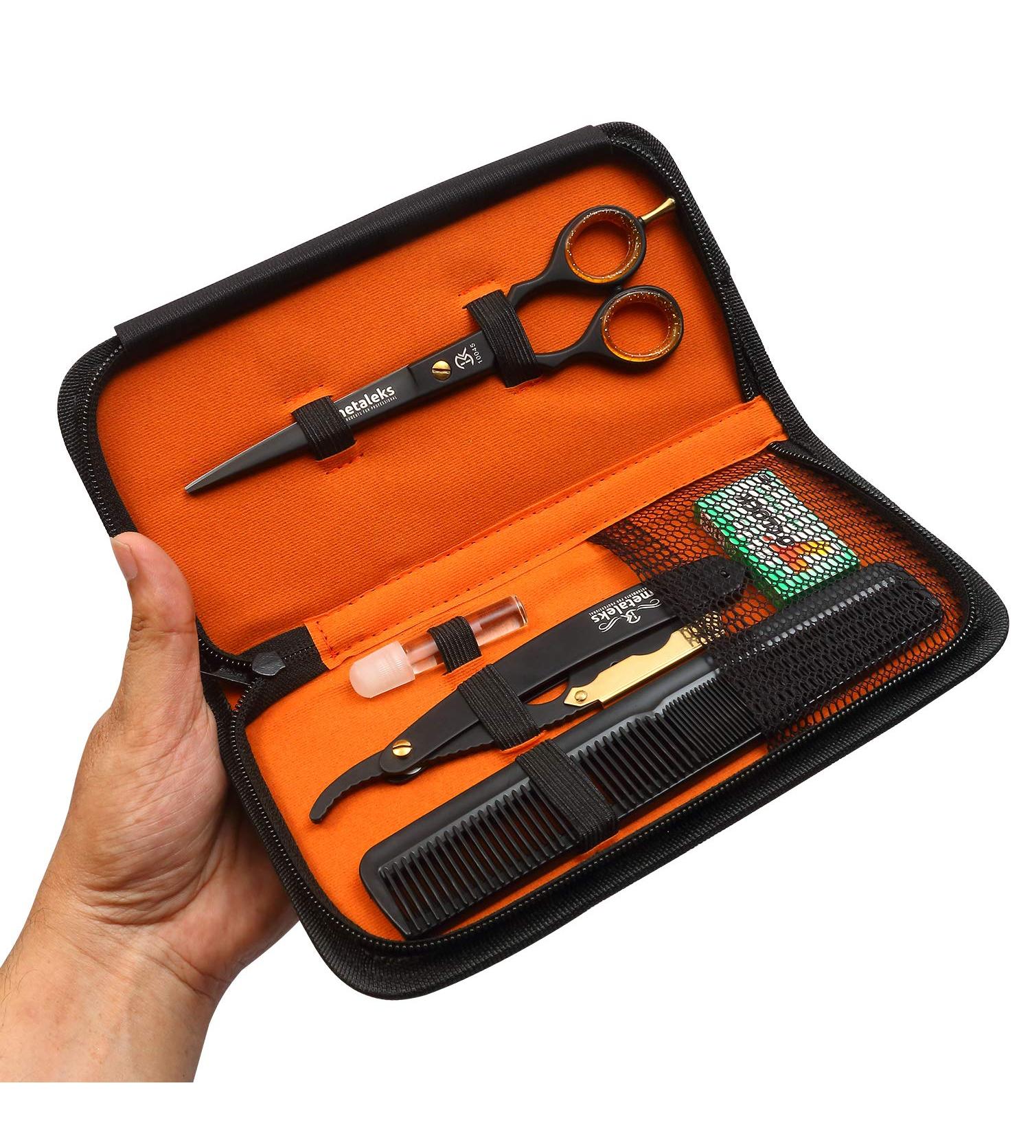 Metalks Hair Clipper Set - Professional Personal Hairdresser Kit with Scissors Razors Blades Combs & Oil - Stainless Steel Gift Case - Buy Online on GoSupps.com