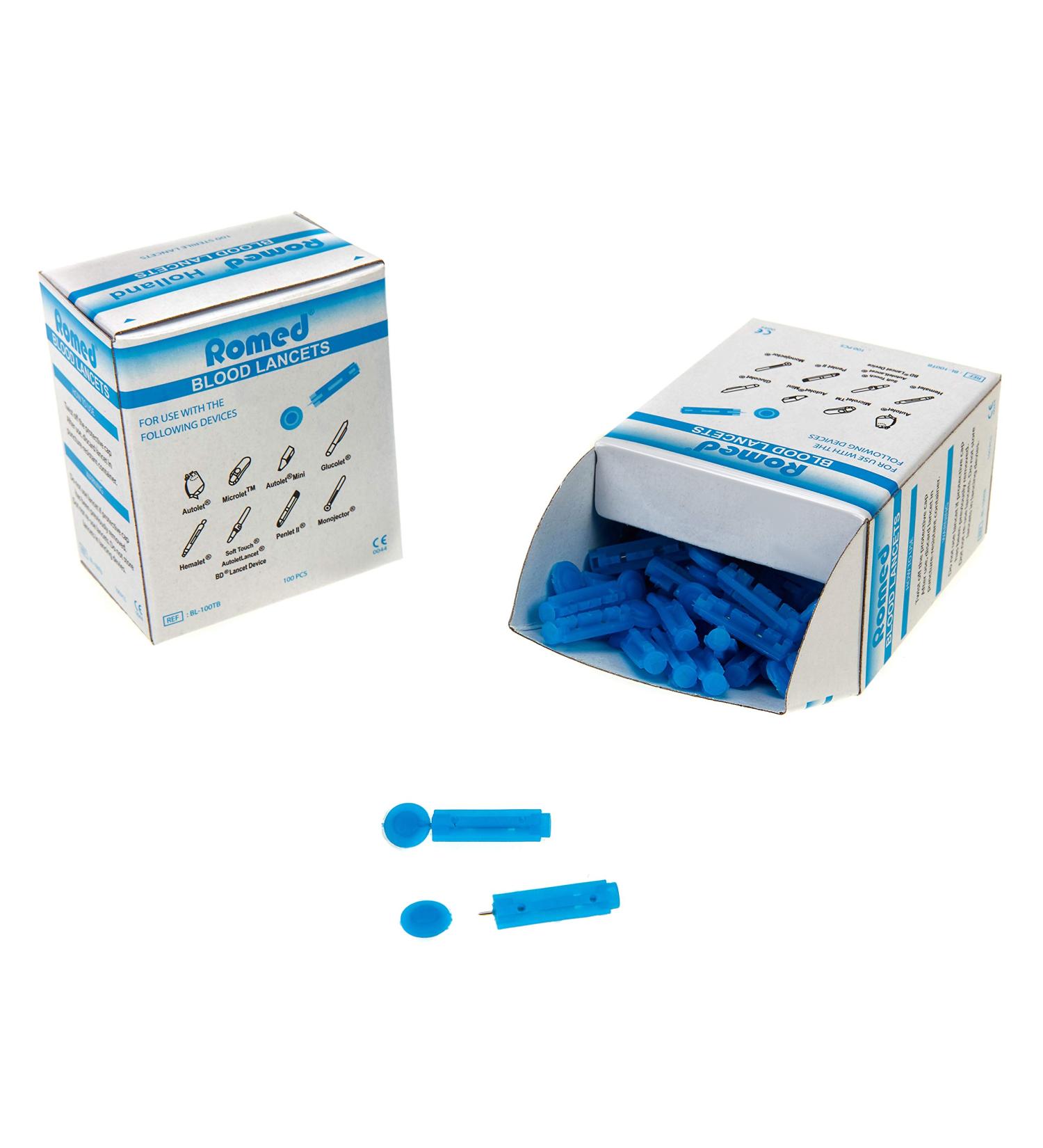Romed Blood Lancets - 100-Piece Pack for Accurate Blood Sugar & Glucose Measurement | Ideal for Diabetes Care - Buy Online on GoSupps.com