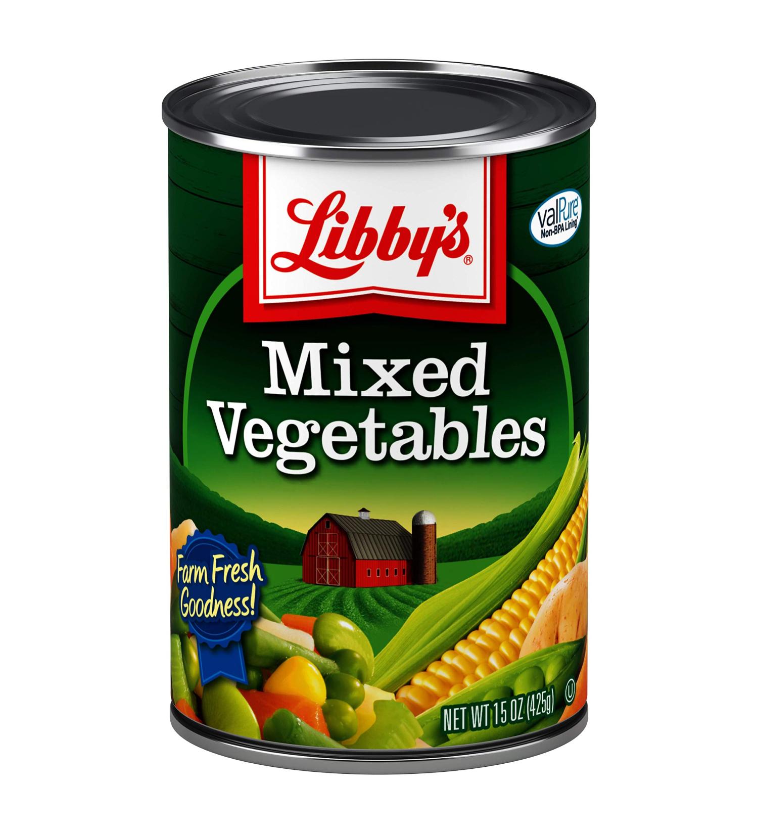 Libby's Mixed Vegetables 15 oz (Pack of 12) | USA Grown Medley with Carrots, Potatoes, Peas, Corn, Green Beans, Celery, Lima Beans - Buy Online on GoSupps.com