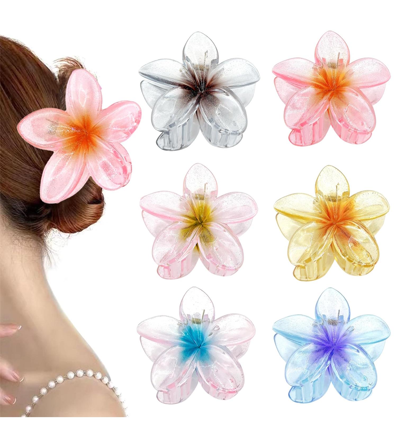 Yeah Boom 6-Piece Flower Hair Clips for Women | Non-Slip Decorative Hair Jewelry & Spiral Clips | Glitter Transparent Claws - Buy Online on GoSupps.com