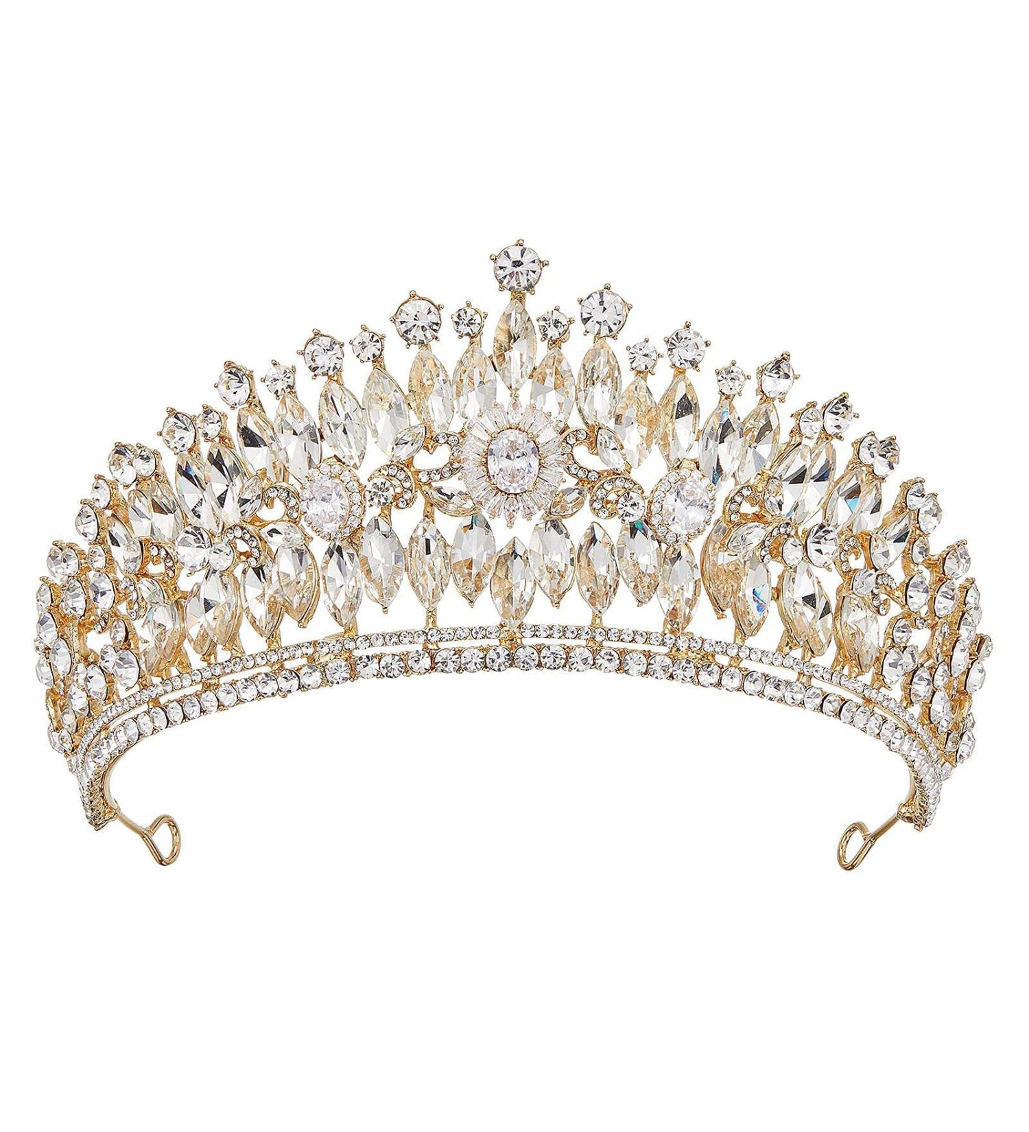 AW BRIDAL Rhinestone Queen Gold Crown - Princess Tiara Headband for Wedding & Parties - Buy Online on GoSupps.com