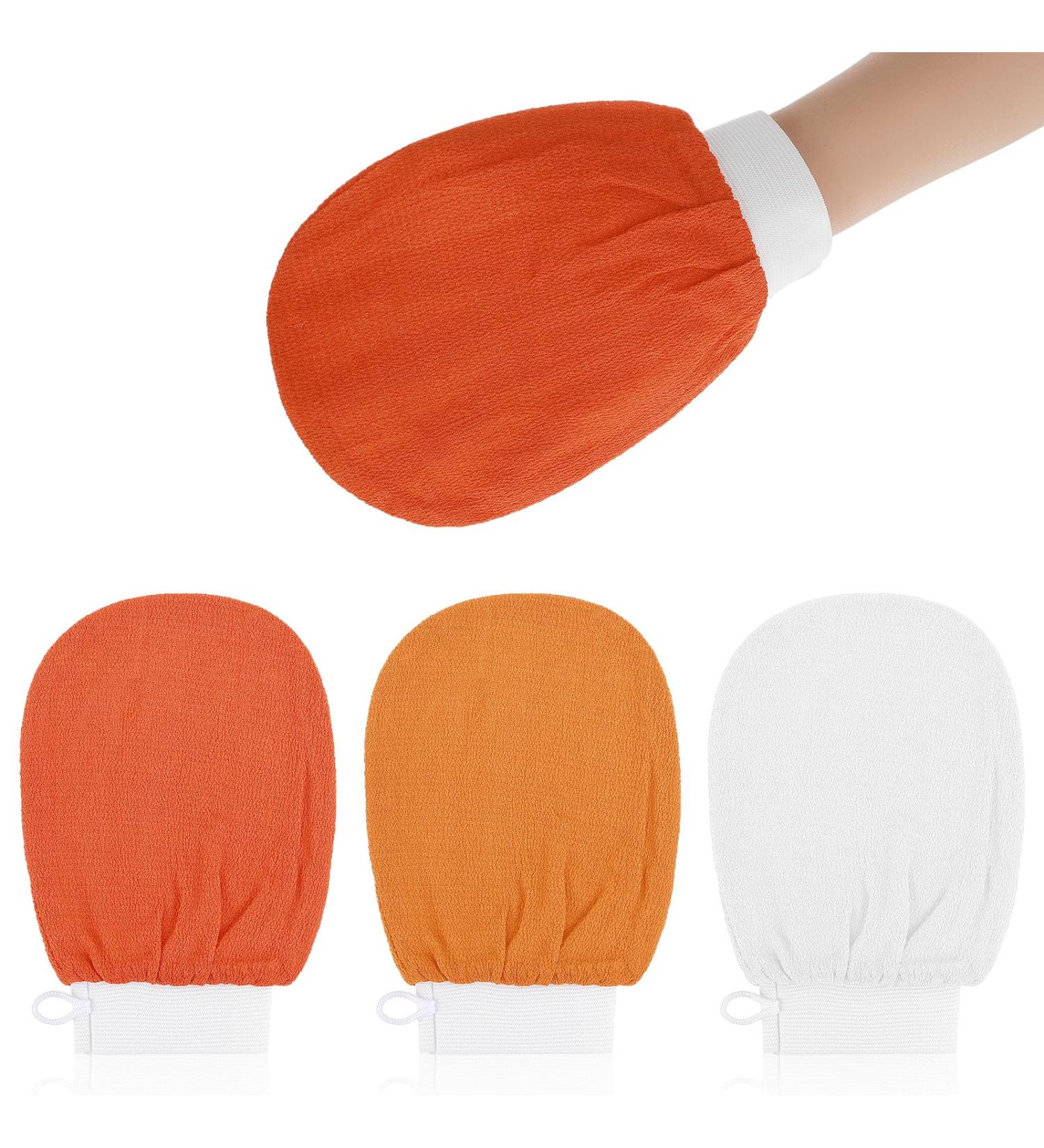 Exfoliating Gloves 3Pcs Body Scrub Glove Bath SPA Exfoliating Mitts Dual-Sided Deep Clean Exfoliation Scrubbing Mitt Dead Skin Remover Glove Deep Body Scrubber for Women and Men(Orange) - Buy Online on GoSupps.com