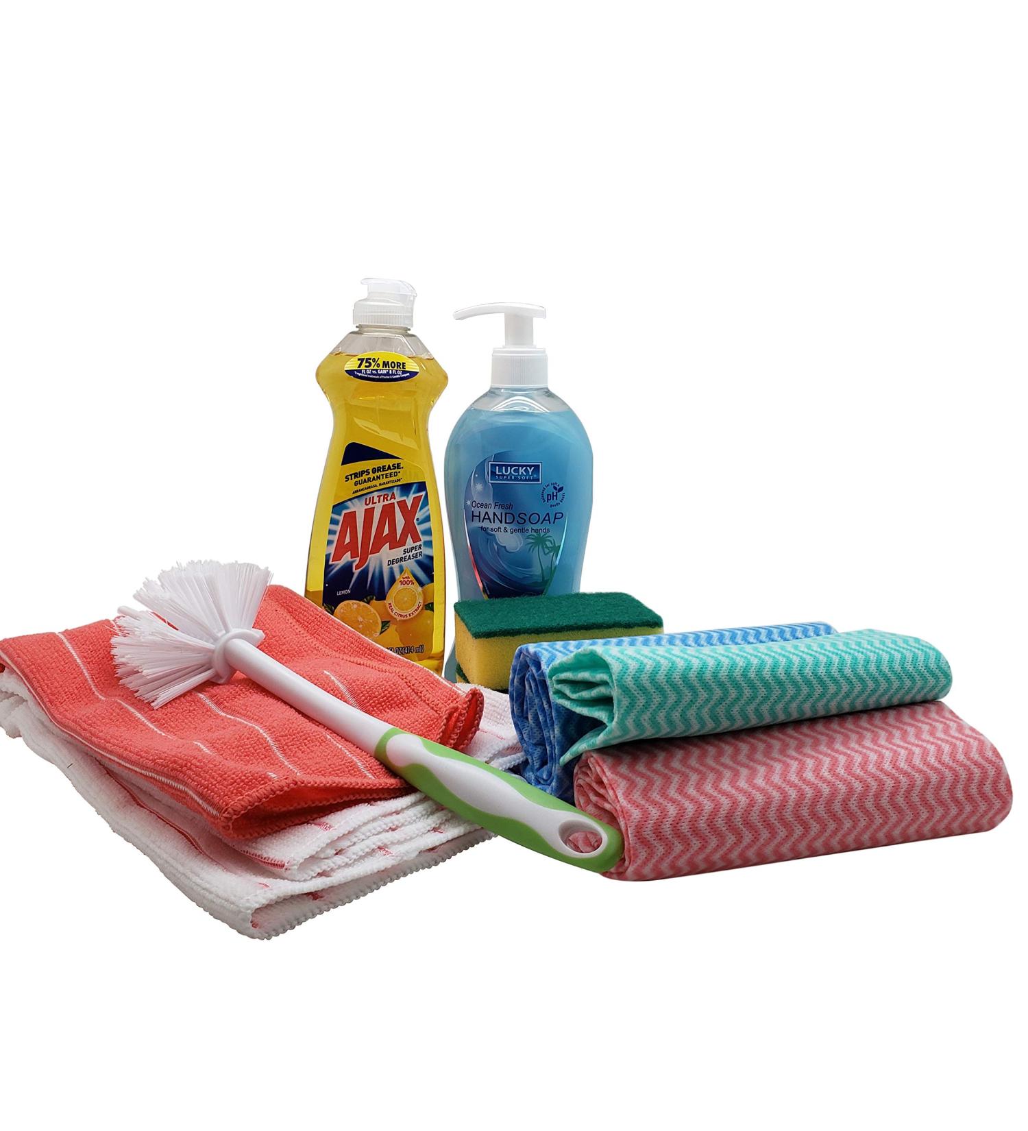 All-Inclusive Dorm Room Kitchen Cleaning Kit | Ajax Sponges Soap & Essentials for Students - Buy Online on GoSupps.com