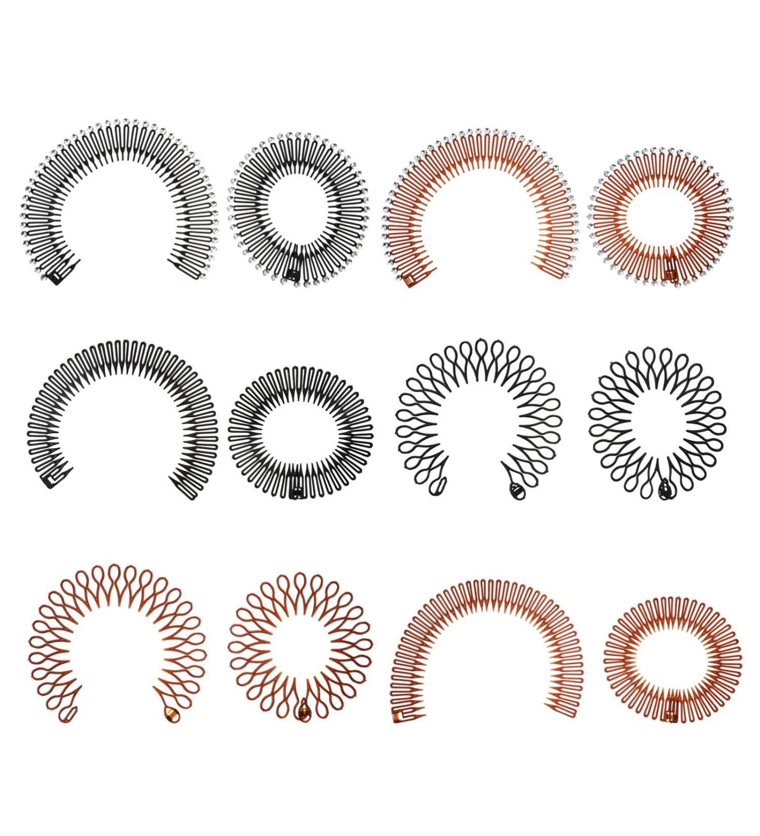 FOMIYES 12 Pcs Stretch Hair Comb Headbands - Flexible Circle Comb Hairband Set for Women & Girls - Sports Hair Accessories in Multiple Colors - Buy Online on GoSupps.com