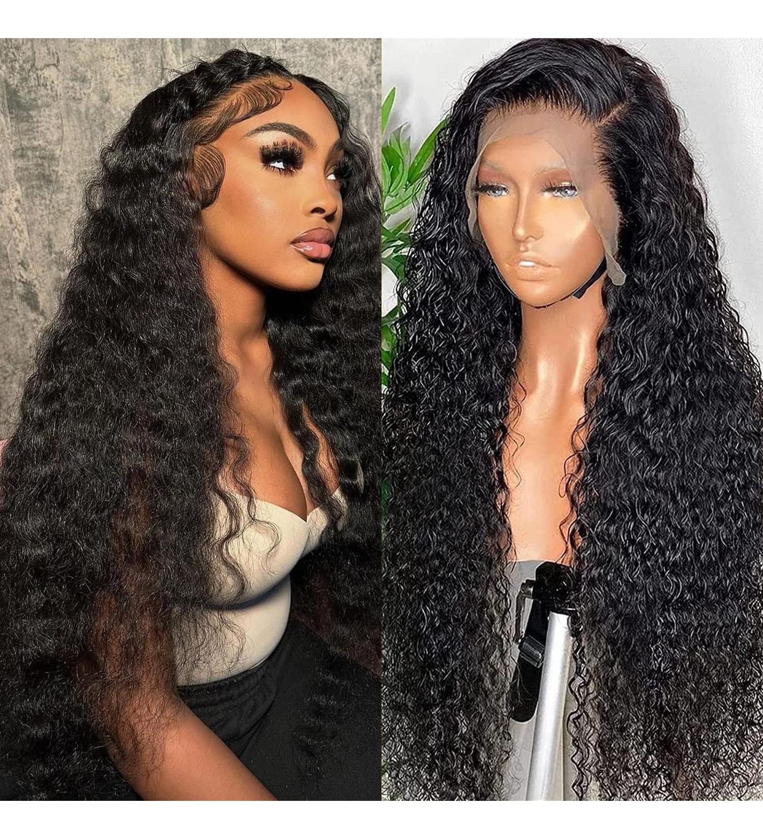 Nuocheng Deep Wave 13x4 Curly Lace Front Wig 22 Inch HD Human Hair Wigs for Black Women - Buy Online on GoSupps.com