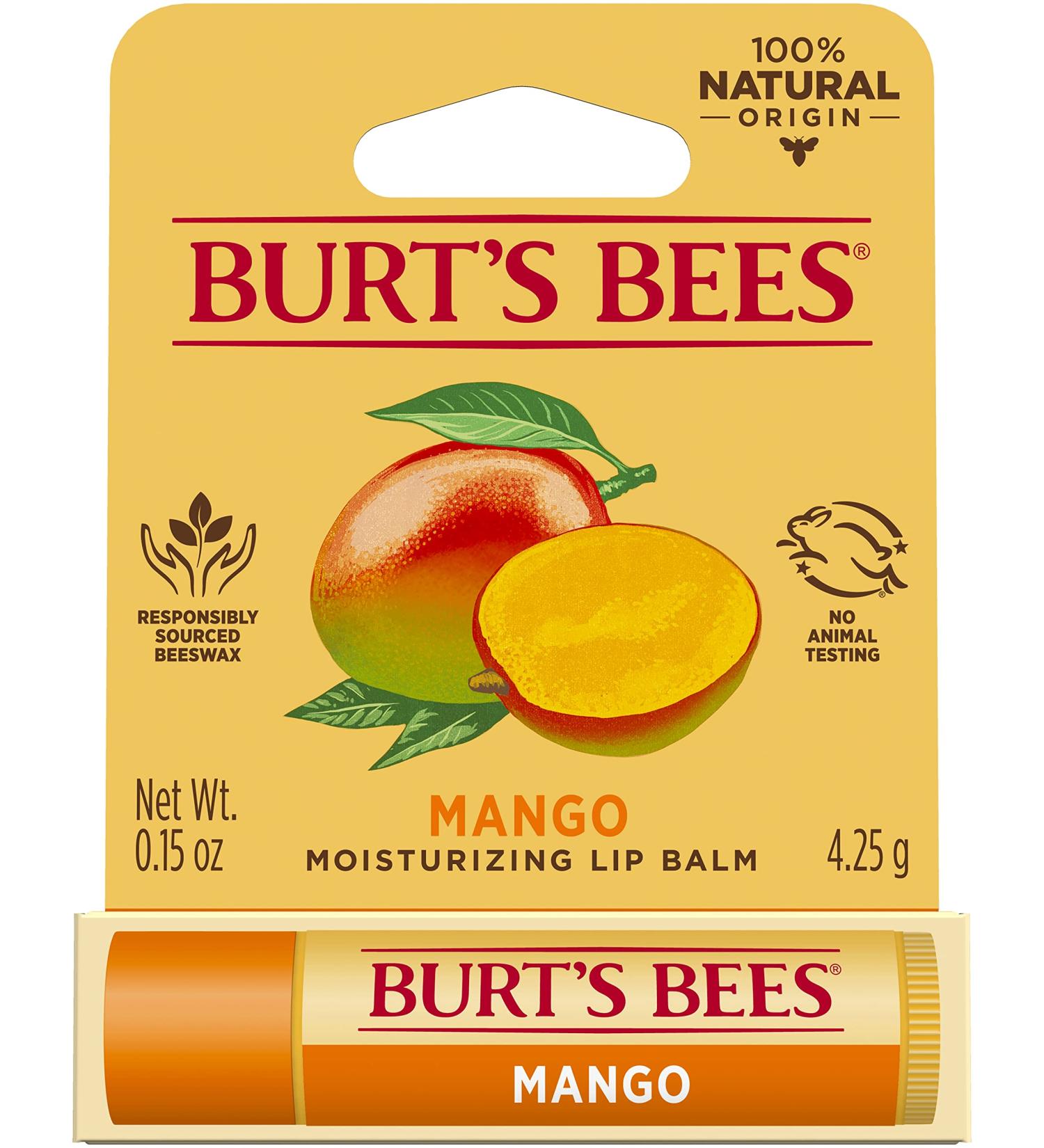 Burts Bees Mango Moisturizing Lip Balm 0.15 oz | Unisex Lip Care | International Shipping Available - Buy Online on GoSupps.com