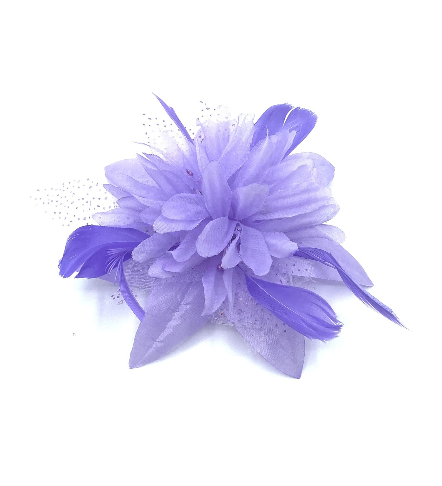 Feather Comb Fascinator - Lilac Hair Piece for Women, Wedding, Ascot Races, Christening - Buy Online on GoSupps.com