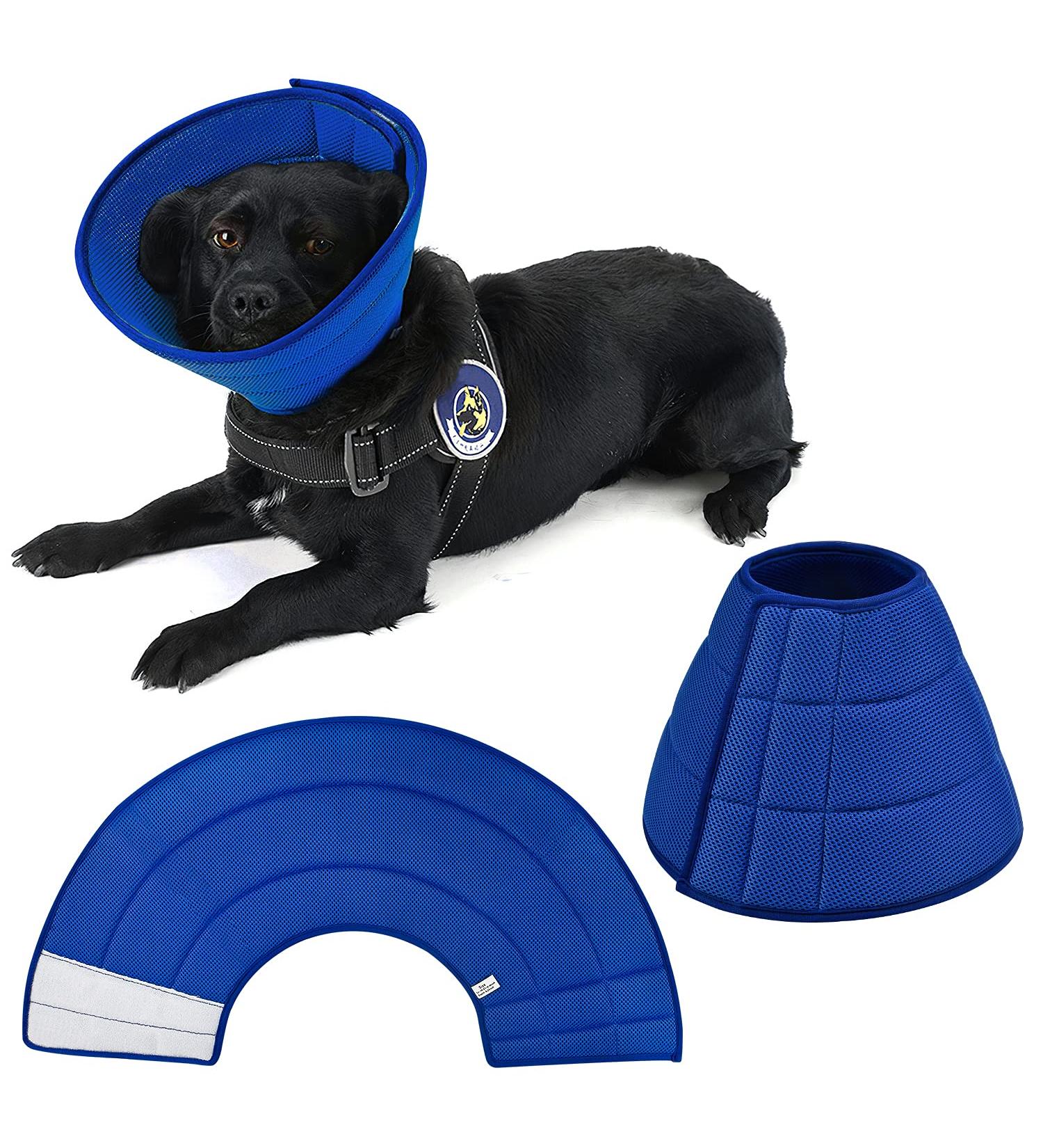 Breathable Mesh Elizabethan Collar Size 6 Blue - Adjustable E-collar for Dogs, Cats, Rabbit - Quicker Healing, Anti-Bite/Lick - Easy Eat/Drink - Buy Online on GoSupps.com
