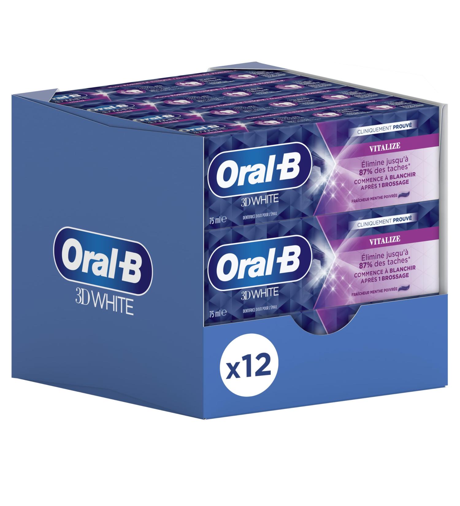 Oral-B 3D White Vitalizing Fresh Toothpaste 75 ml pack of 12 - Buy Online on GoSupps.com