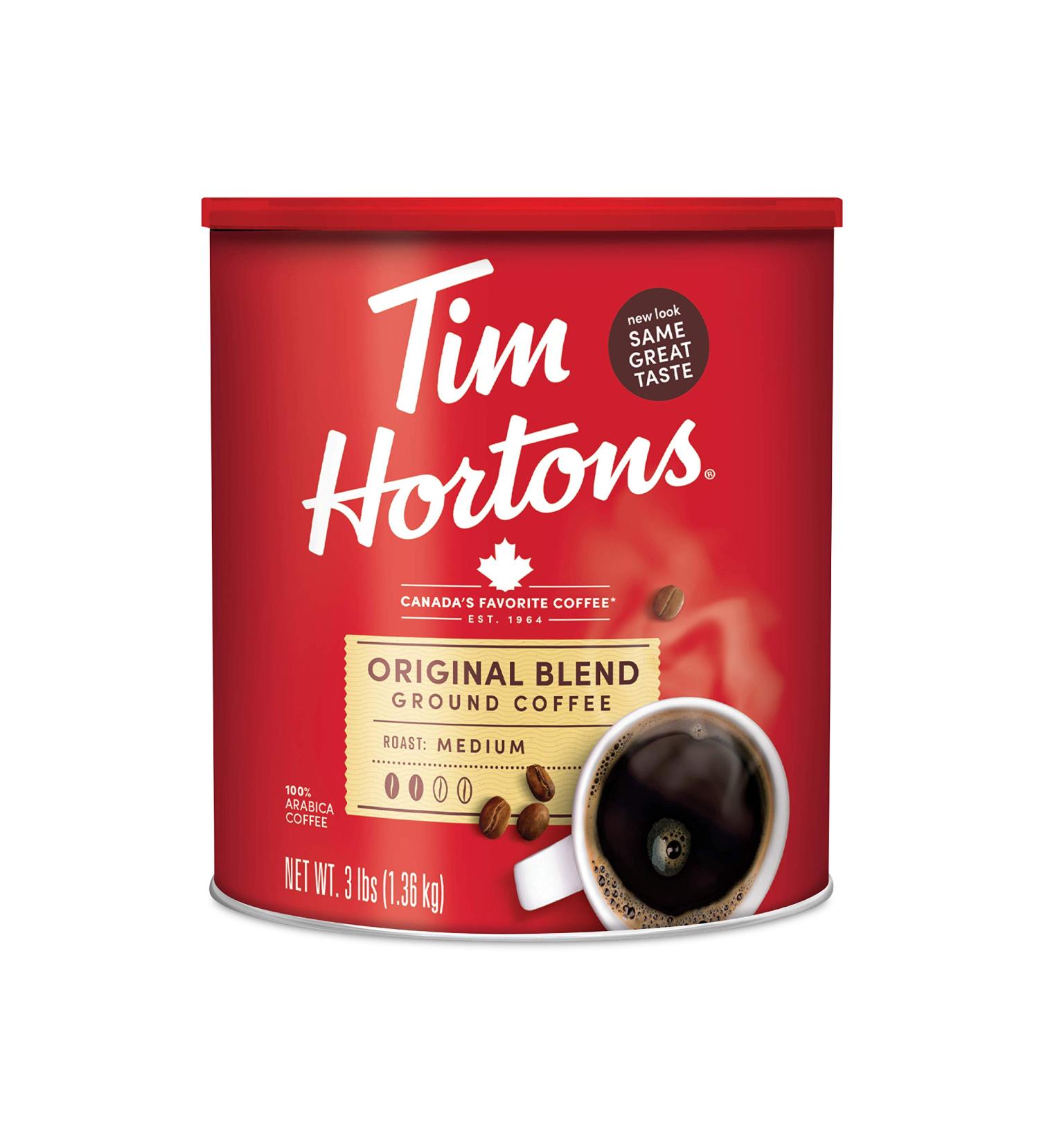 Tim Hortons Original Blend Medium Roast Ground Coffee - 48oz Canister of Canada's Favorite 100% Arabica Beans - 3lb Pack - Buy Online on GoSupps.com