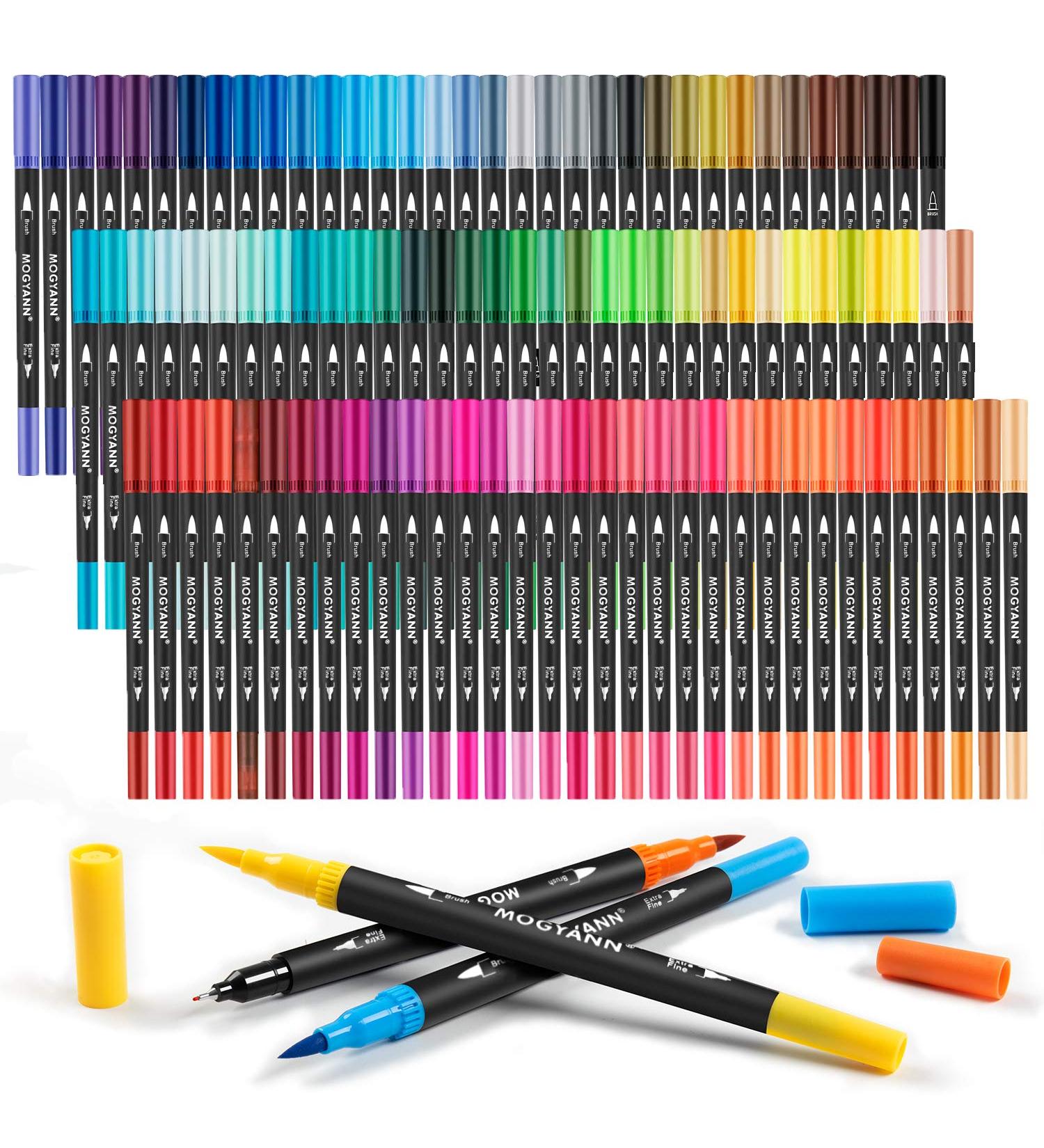 Mogyann 100 Colors Dual Tip Brush Pens for Coloring and Calligraphy - Multicolor - Buy Online on GoSupps.com