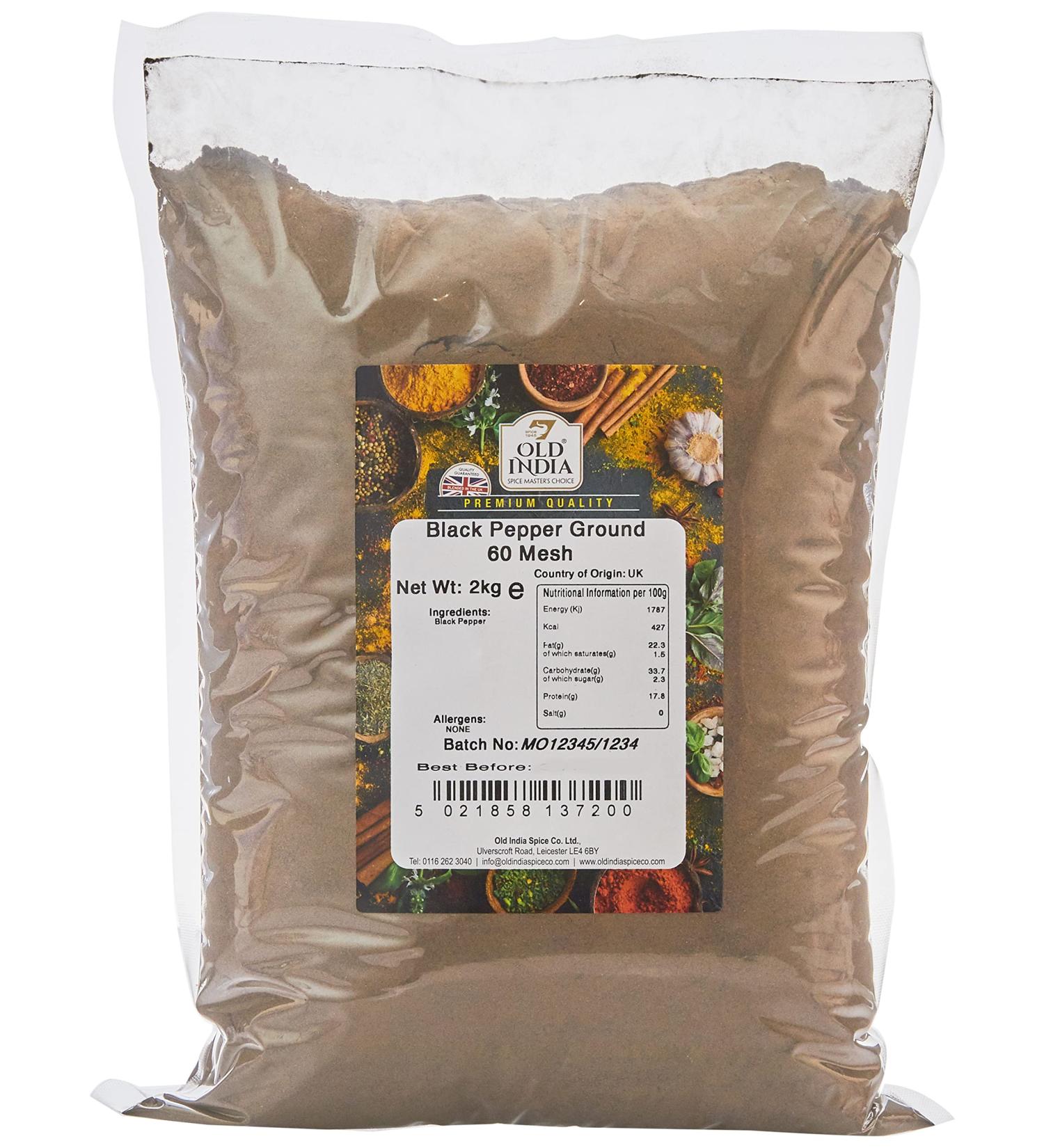 Old India Black Pepper Ground 60 Mesh 2kg - Premium Quality Spice - Pack of 1 - Buy Online on GoSupps.com
