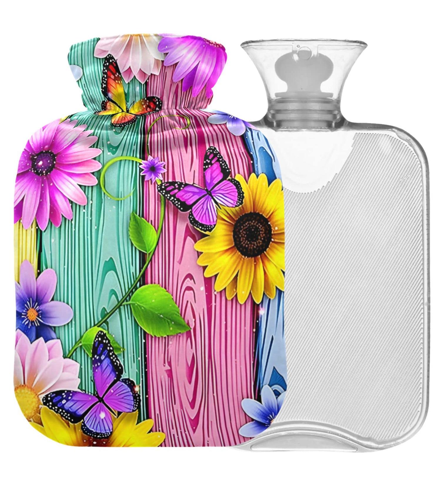 Shop Naanle Rainbow Wood Butterfly Sunflower Hot Water Bottle - 1L Handfoots Heating Bag for Pain Relief & Cold Therapy - International Shipping - Buy Online on GoSupps.com