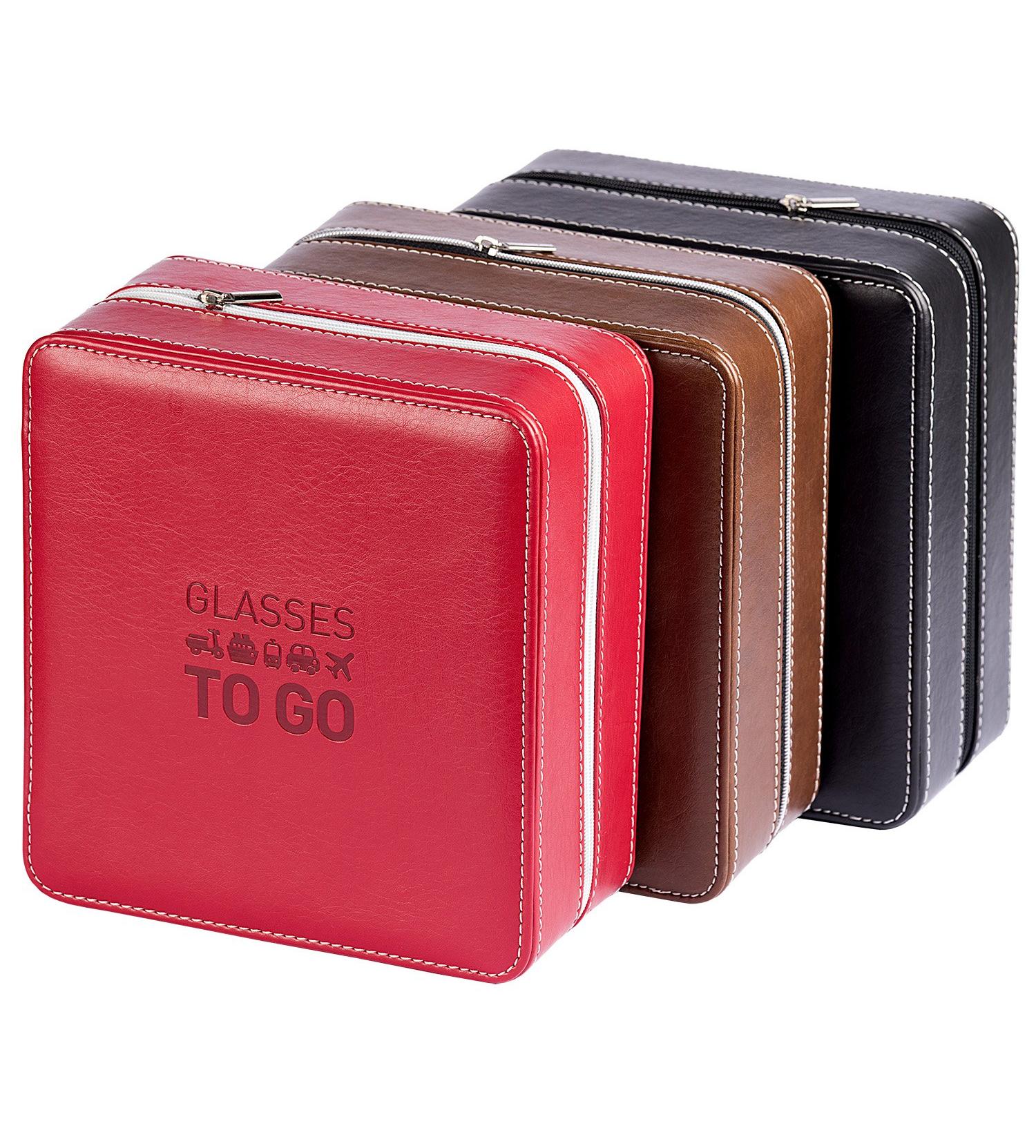 Multi-Glasses Case Glasses to Go - Traveler for 4 Glasses in Red | International Shipping Available - Buy Online on GoSupps.com