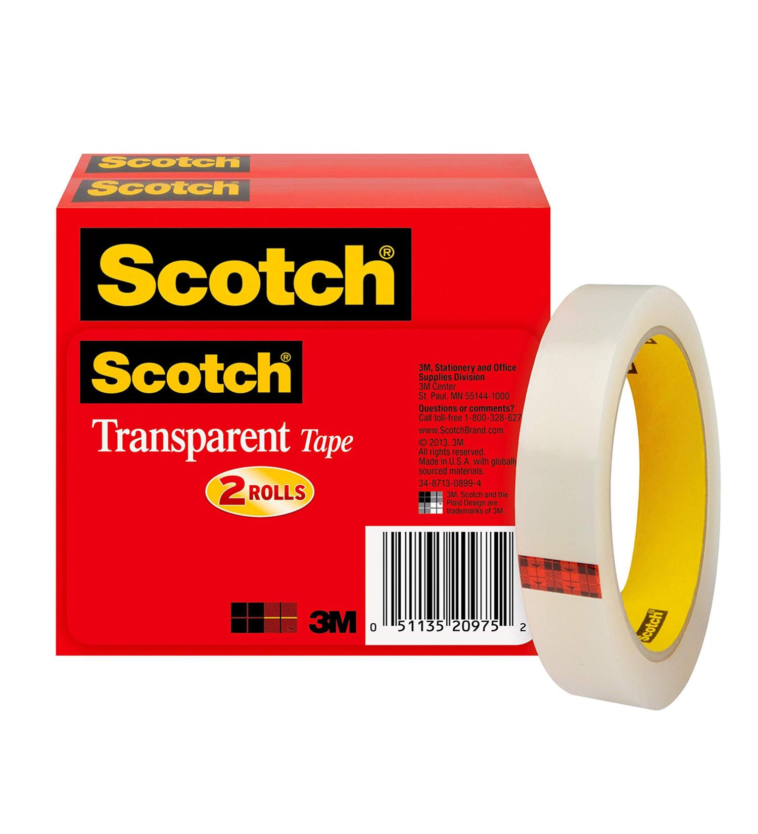 Scotch Transparent Tape 3/4 in x 2592 in 2 Boxes/Pack (600-2P34-72) 1 3/4 X 2592 Inches  - Buy Online on GoSupps.com
