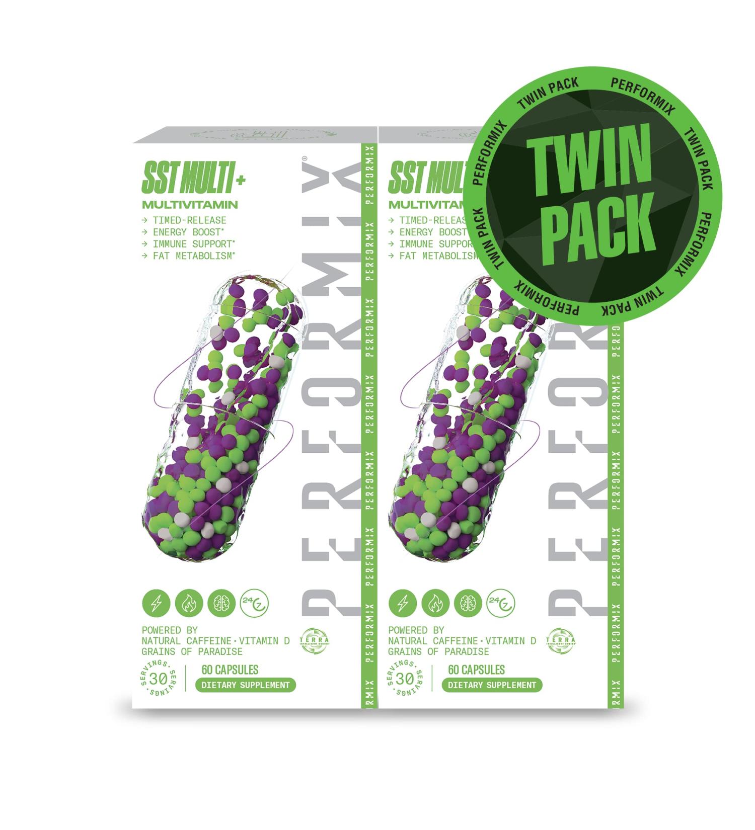 PERFORMIX SST Multi+ 120 Ct - Natural Energy Boost Multivitamin with Caffeine, Biotin, Folic Acid, Vitamin D, C, A, B1, E - Timed Release for Men and Women - Buy Online on GoSupps.com