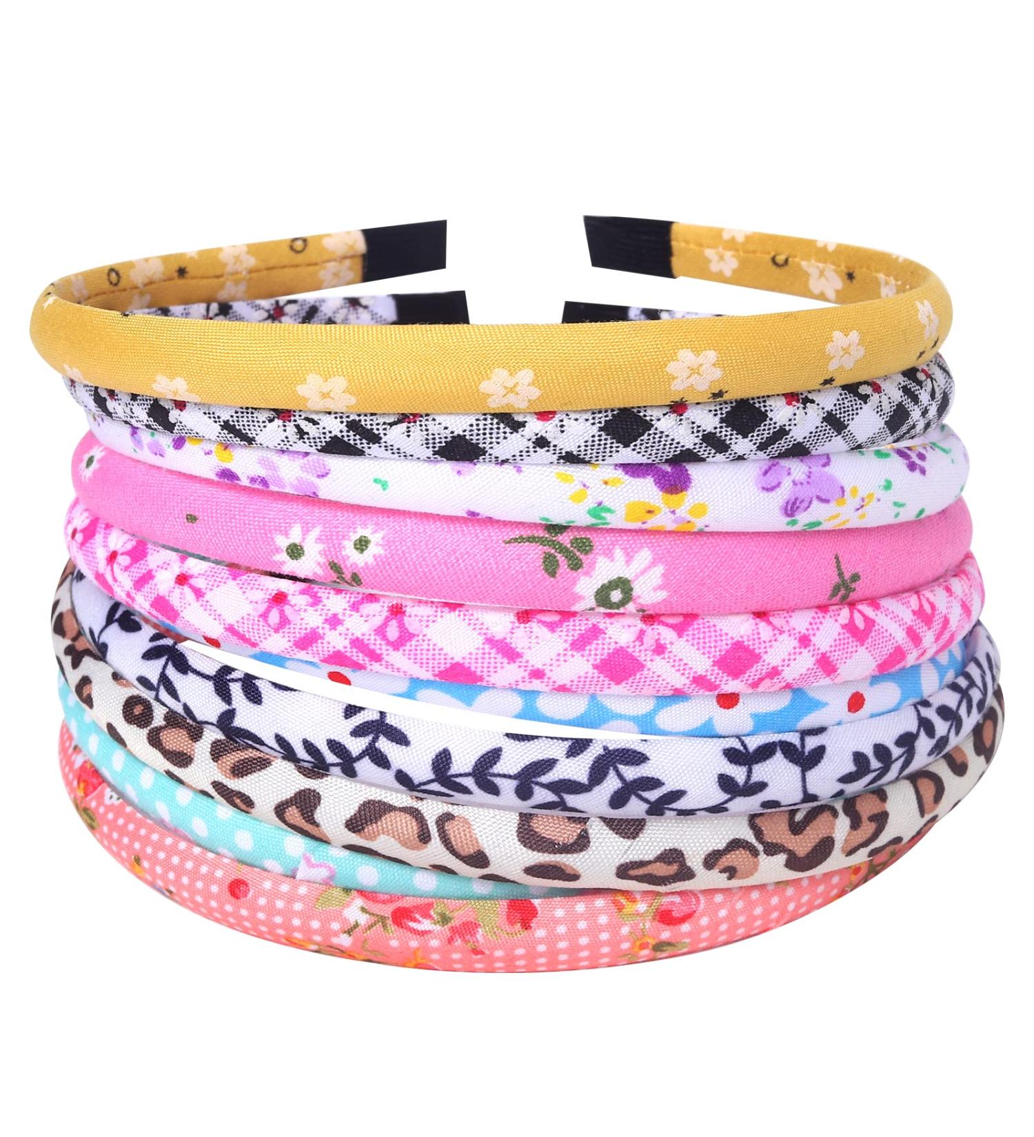 Santoddle Thin Satin Headbands for Girls - Set of 10 Fabric Hairbands for Kids | Boho Floral Headbands for Toddler Girls - Buy Online on GoSupps.com