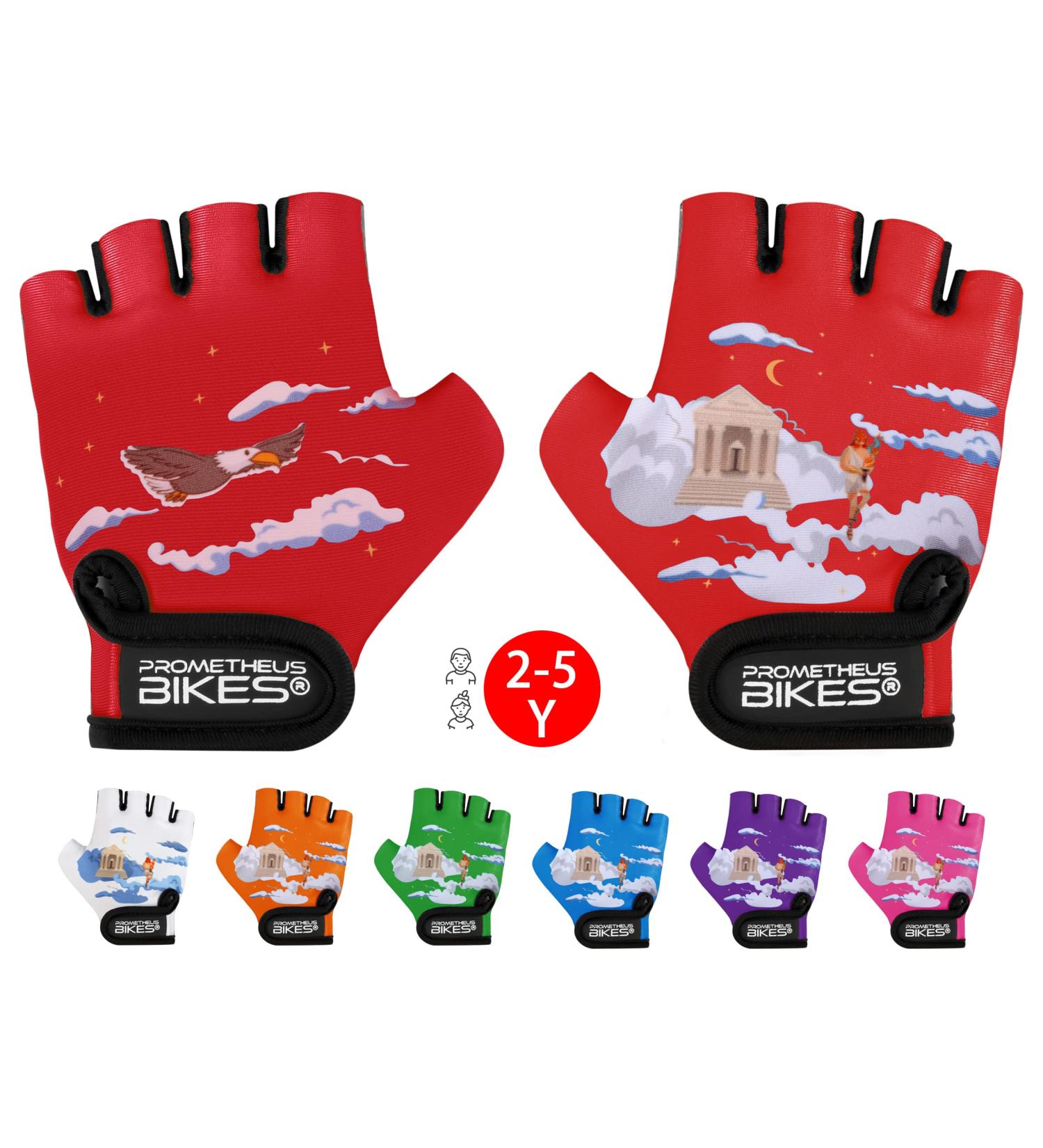 Prometheus Fingerless Cycling Gloves for Kids (2-5 Years) - Padded Red Gloves for Boys & Girls - Buy Online on GoSupps.com