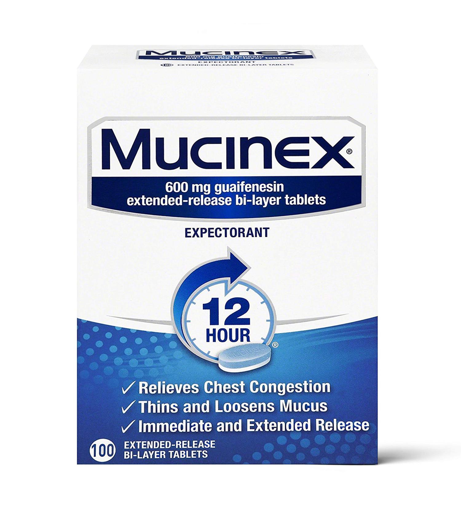 Mucinex 12 Hour Extended Release Tablets - 100 Count, Chest Congestion Relief, Doctor Recommended Guaifenesin Expectorant - Buy Online on GoSupps.com