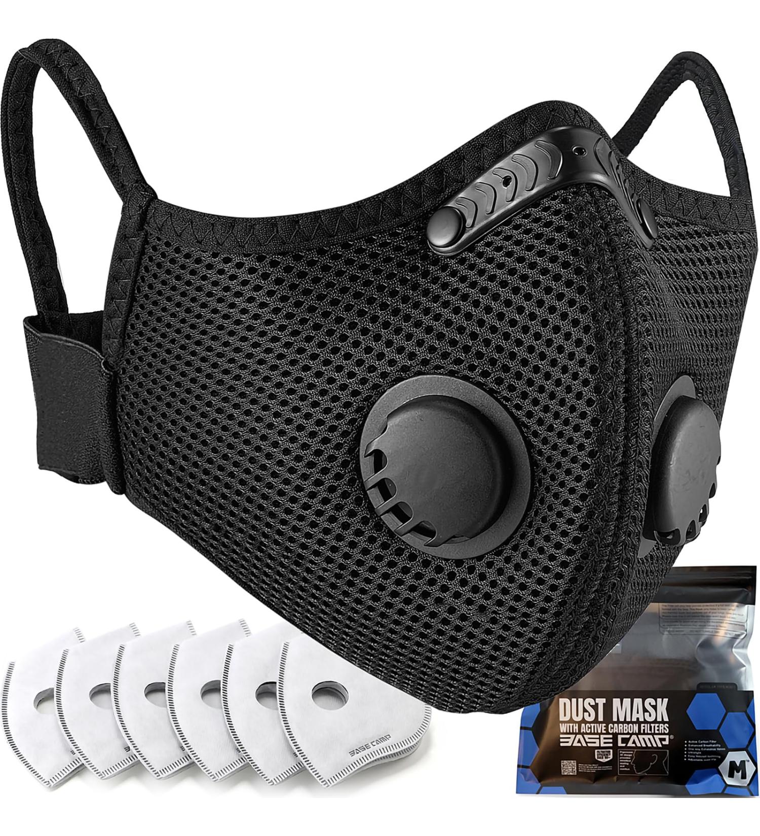 BASE CAMP Upgrade M Plus Dust Mask Breathable Reusable Dust Face Mask with 6 Activated Carbon Filters Modern1 - Buy Online on GoSupps.com