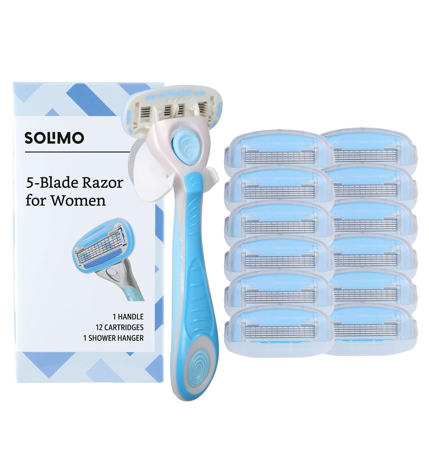 Solimo 5-Blade Razor for Women - Handle + 12 Cartridges + Shower Hanger | 14-Piece Set - Buy Online on GoSupps.com