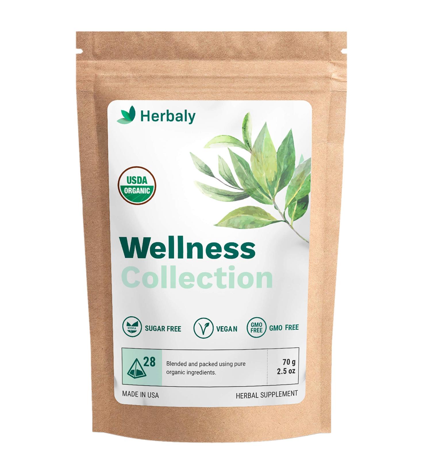 Organic Herbal Ginger Tea 70g - Herbaly Wellness Collection - 28 Count Bag - Buy Online on GoSupps.com