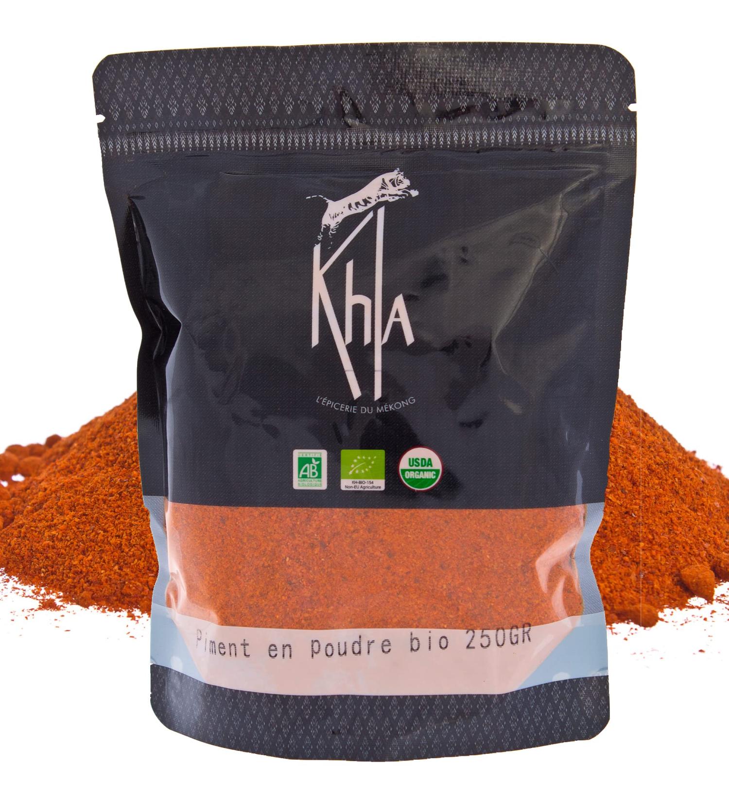 Khla - Organic Red Pepper Powder - Bag 250g - Intensity 5 out of 10 Scoville Scale - Natural Hot Dried Ground Pepper - Spicy - Buy Online on GoSupps.com