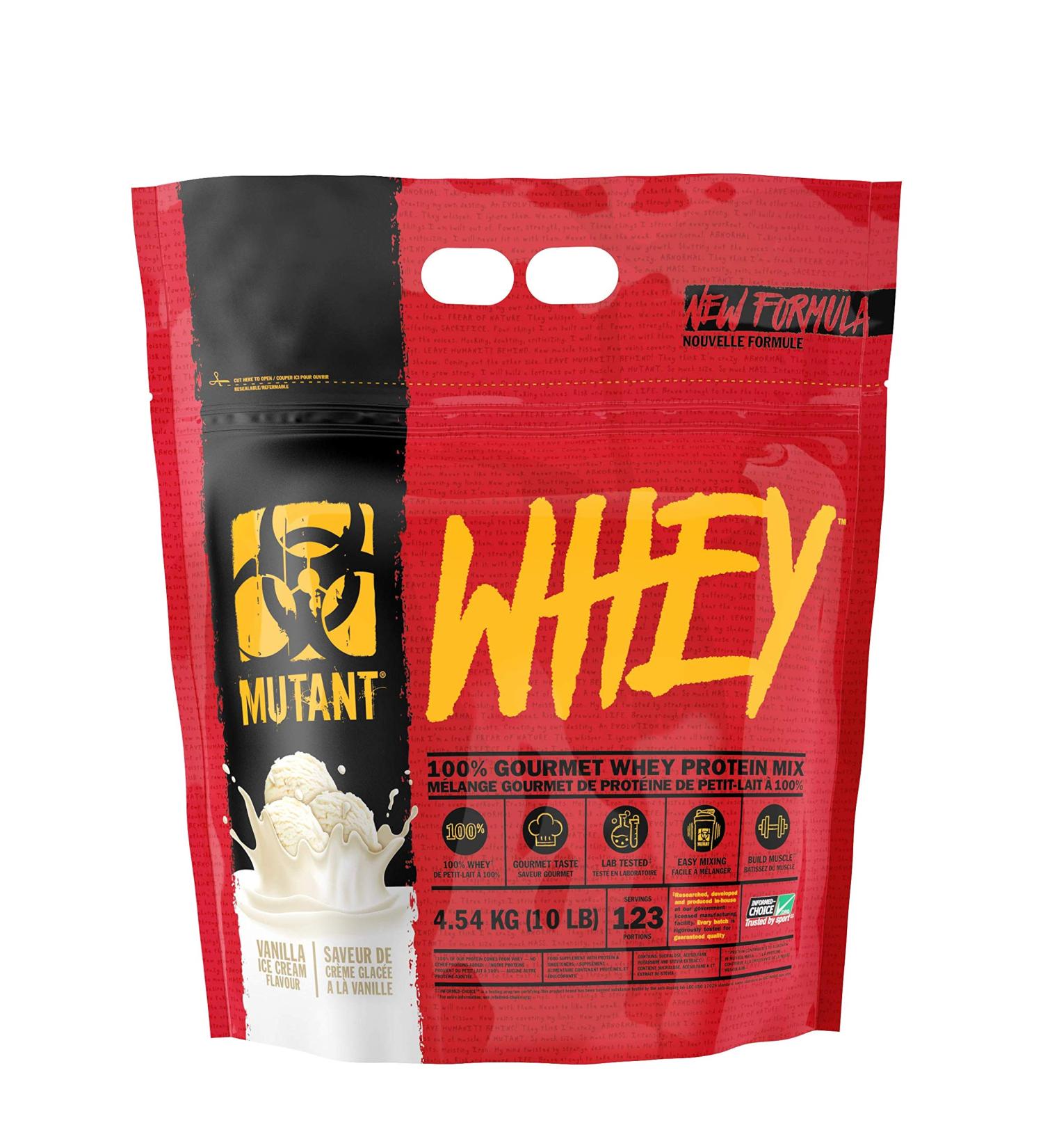 Mutant Whey Protein Powder - Muscle-Building Vanilla Ice Cream Flavor 4.54 kg - Enriched with Enzymes for Optimal Results - Buy Online on GoSupps.com