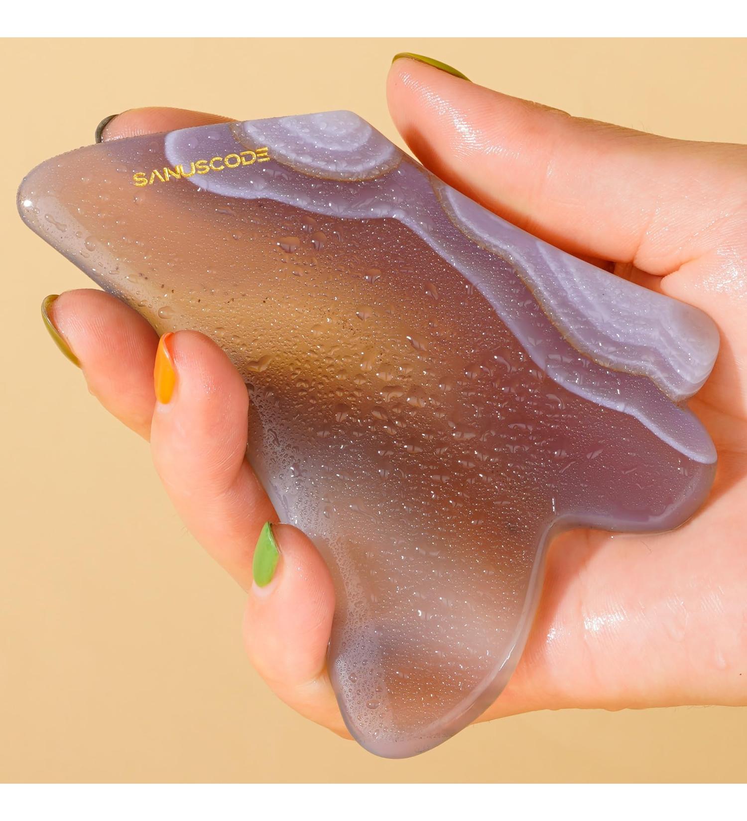 Authentic Agate Gua Sha Stone - Facial Sculpting & Lifting Tool | Genuine Agate Face Massager for Radiant Skin - Buy Online on GoSupps.com