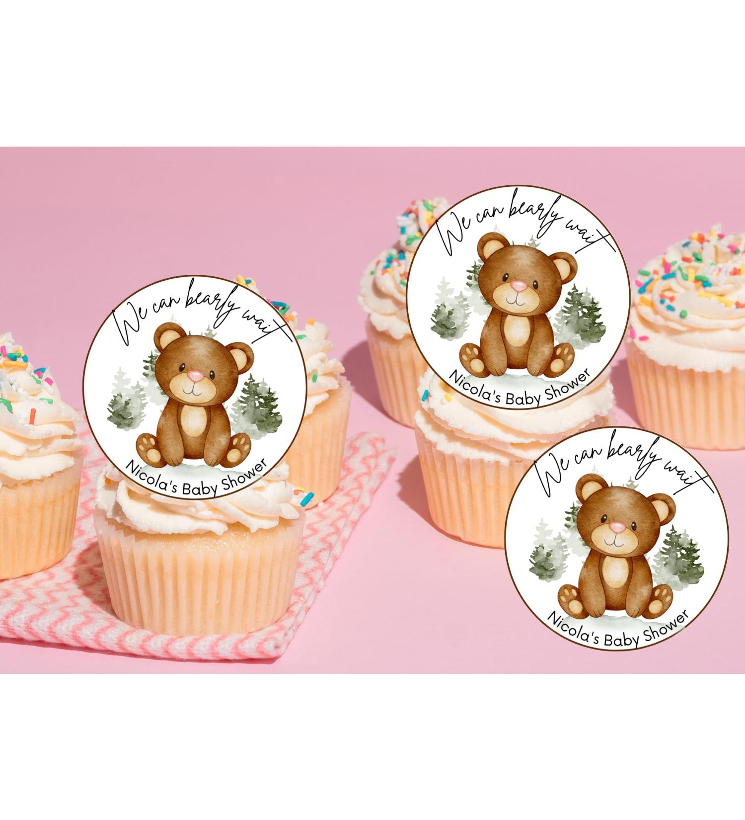 20 x baby shower bearly waitcupcake toppers wafer/icing uncut - (icing paper)