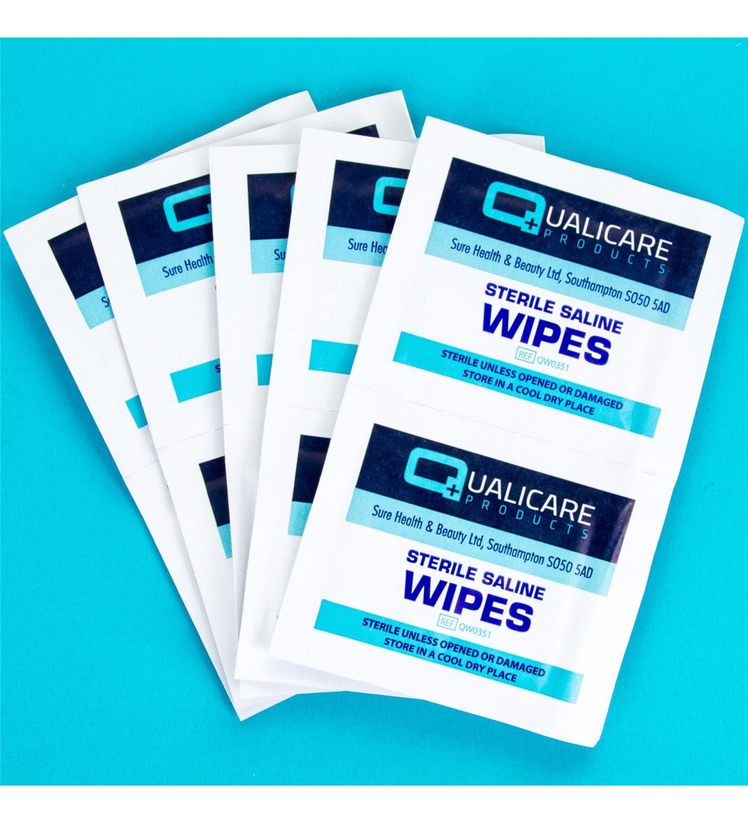 30x Qualicare First Aid Sterile Injury Wipes - Alcohol Free Saline/Skin Wipes