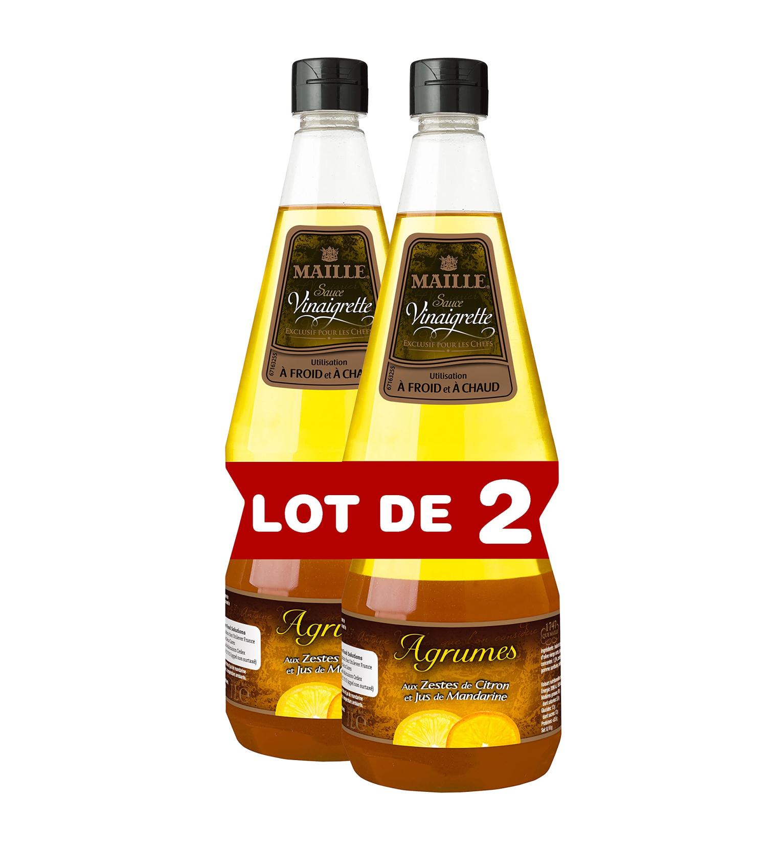 Maille Sauce Vinaigrette Agrumes Vinaigre de Vin Blanc Jus de Citron Mandarine et Zeste de Citron 1L - Lot de 2 - Buy Online on GoSupps.com