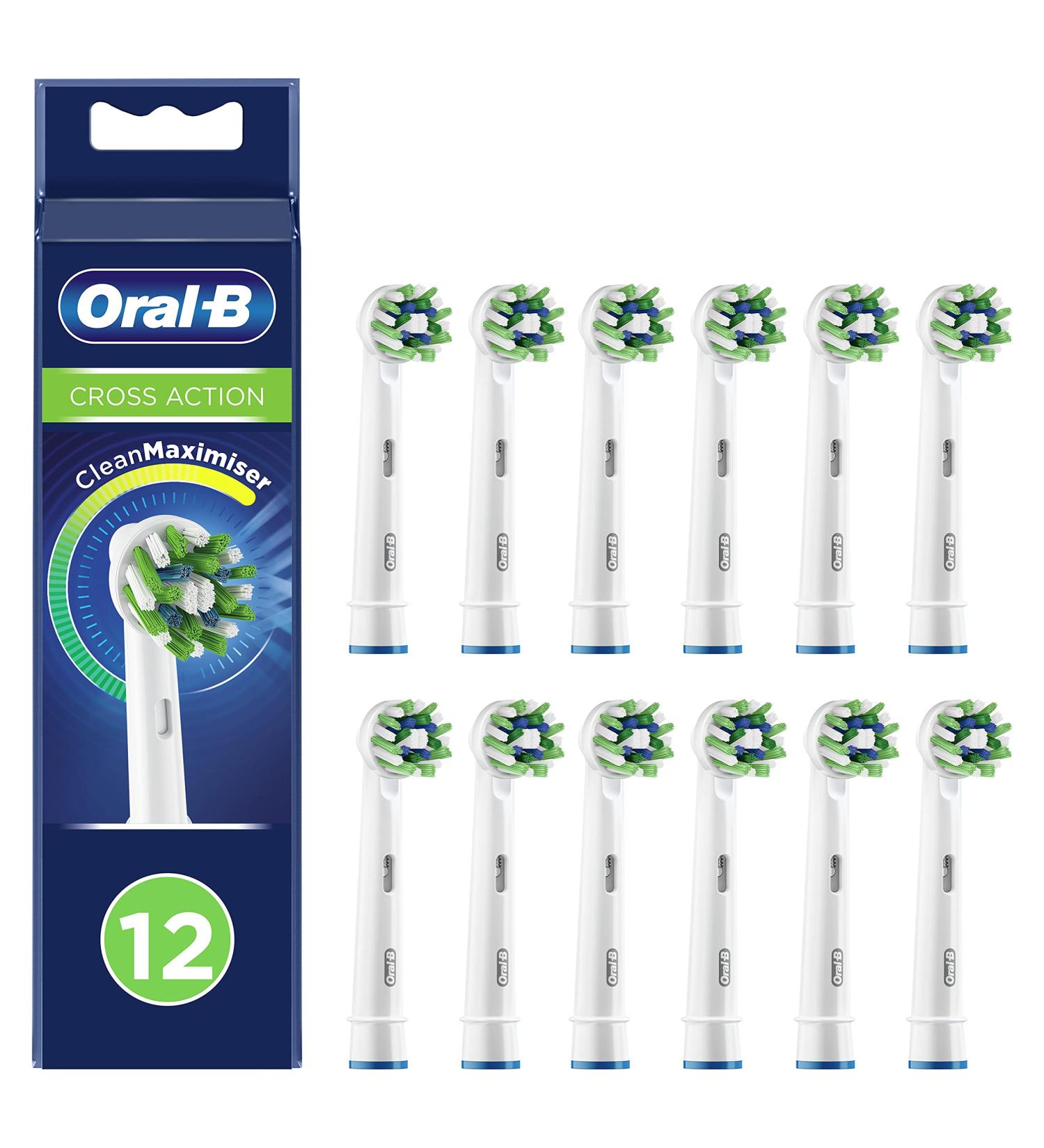 Oral-B CrossAction Toothbrush Heads with CleanMaximiser - 12 Pack - Buy Online on GoSupps.com