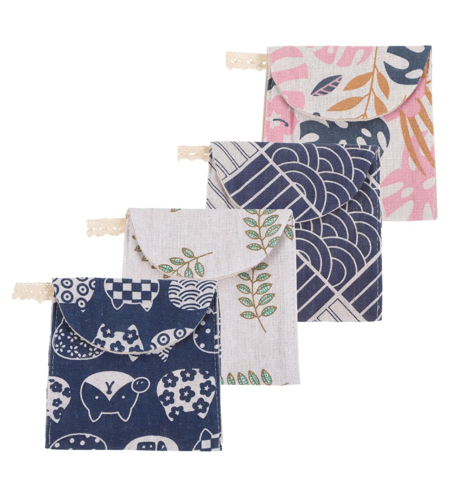 FRCOLOR 4pcs Cute Monstera Tampon Bags for Menstrual Pads - Cotton Linen Period Bags for Girls - Buy Online on GoSupps.com